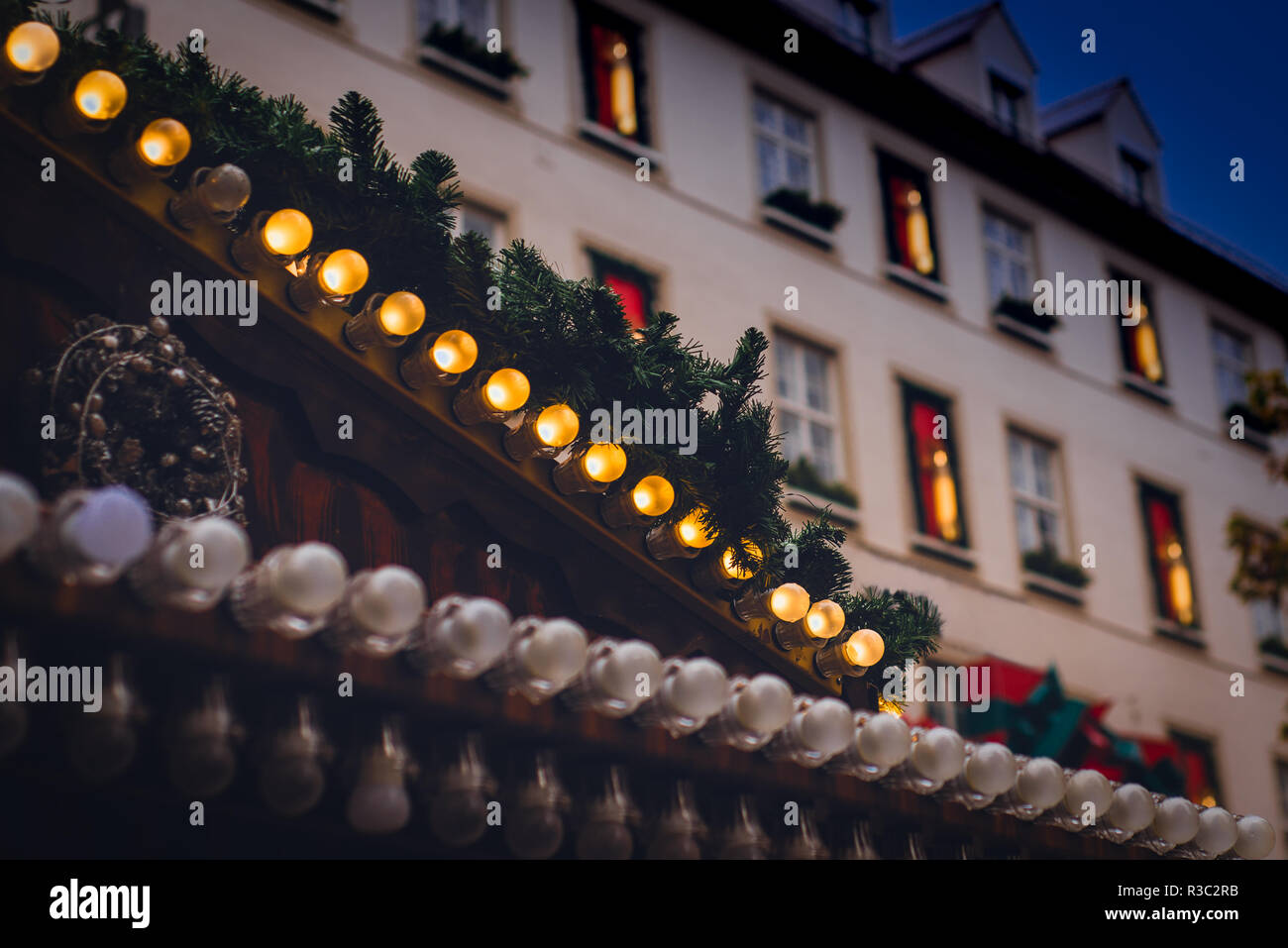 Dettaglio di un Kioks presso il tradizionale Mercatino di Natale di Monaco di Baviera, Germania Foto Stock