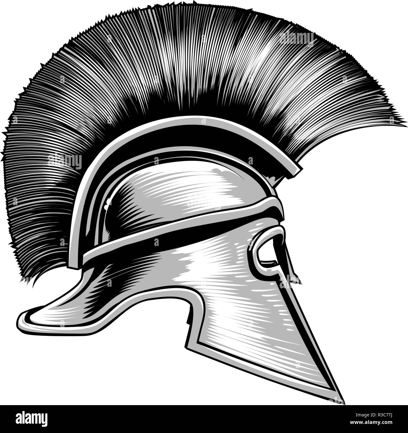Spartan Greco Antico Guerriero gladiatore casco Illustrazione Vettoriale