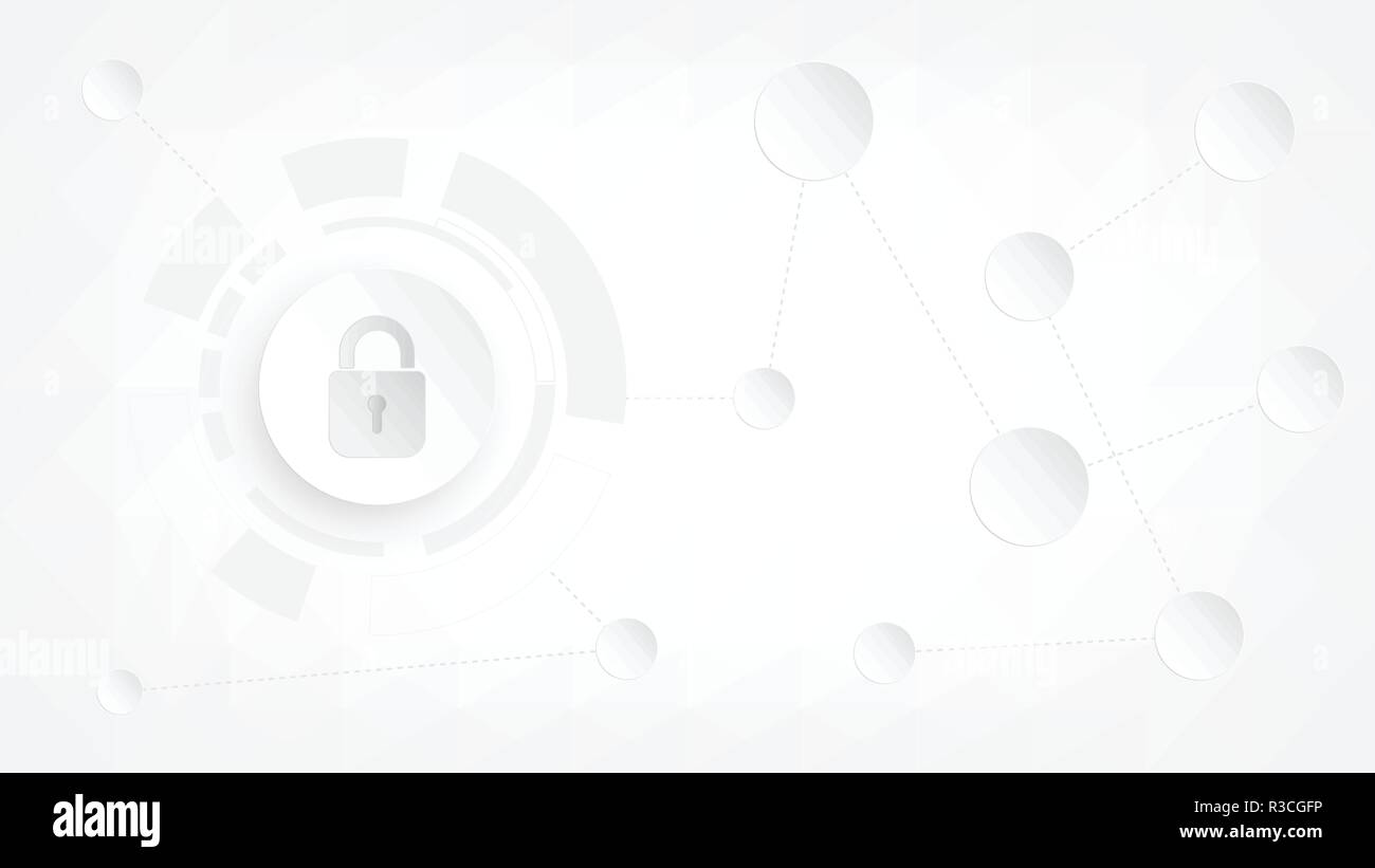 La sicurezza informatica e la protezione delle informazioni concetto : il simbolo di blocco e la rete di collegamento di proteggere il tuo sito web, business, azienda informazioni raffigura il perfe Illustrazione Vettoriale