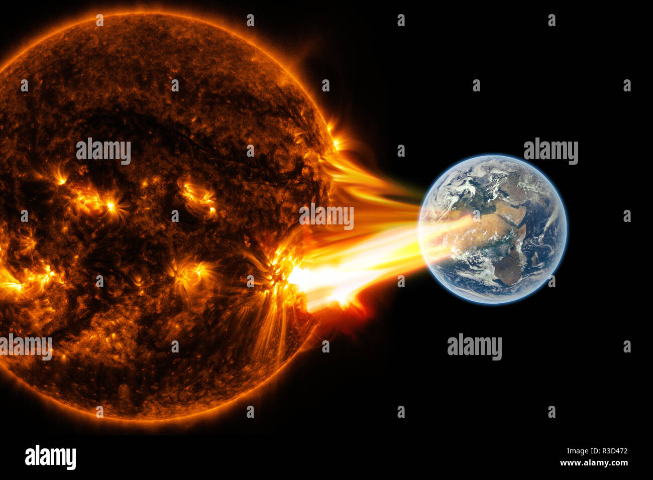 Tempesta solare - Elementi di questa immagine fornita dalla NASA Foto Stock