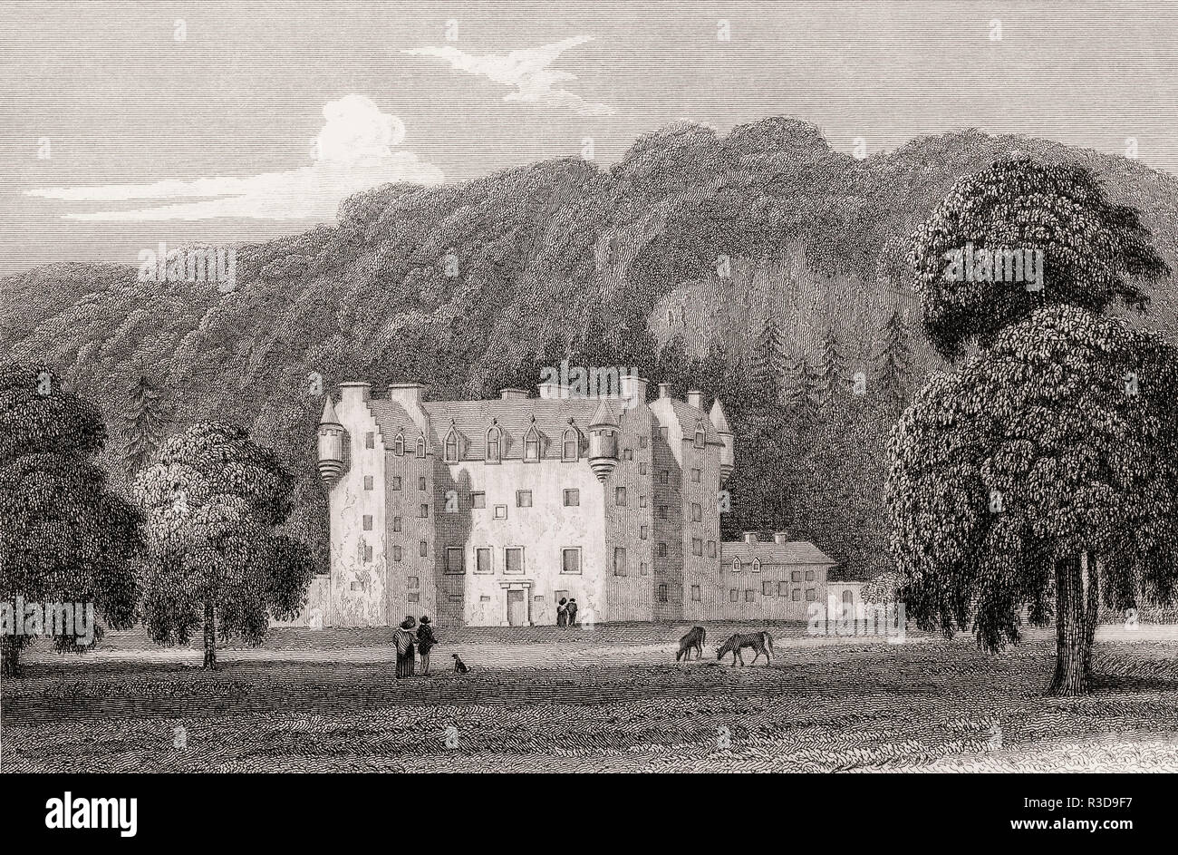 Castle Menzies, Weem, Perthshire, secolo XIX, dalla moderna Atene da Th. H. Pastore Foto Stock