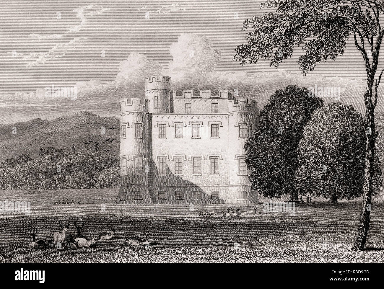 Il castello di Monzie, Monzie, Perthshire, Perth and Kinross, secolo XIX, dalla moderna Atene da Th. H. Pastore Foto Stock