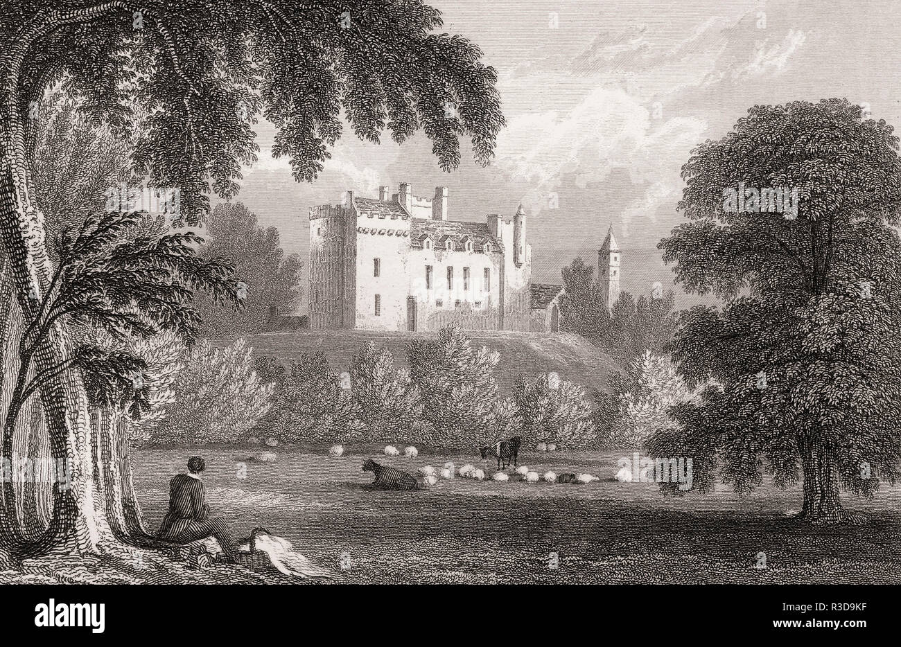 Airth Castle, Airth, Falkirk, secolo XIX, dalla moderna Atene da Th. H. Pastore Foto Stock