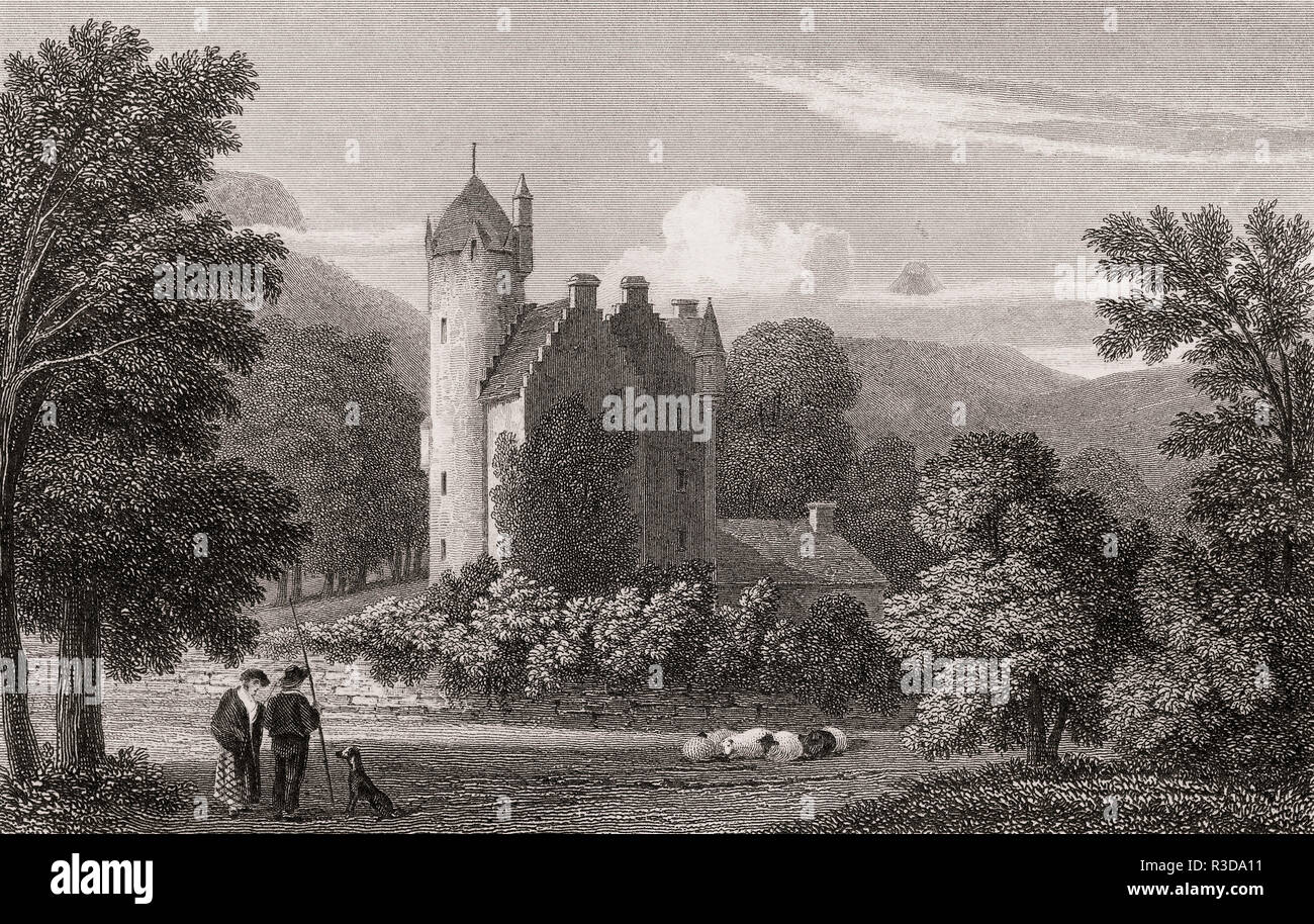 Il castello di Grandtully, Grandtully, Perthshire, secolo XIX, dalla moderna Atene da Th. H. Pastore Foto Stock