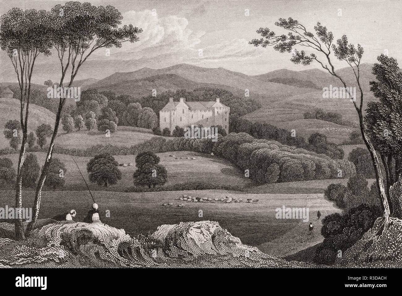 Il castello di Fingask, Perth and Kinross, secolo XIX, dalla moderna Atene da Th. H. Pastore Foto Stock