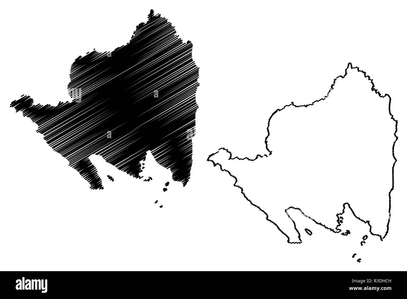 Lampung (suddivisioni di Indonesia, Province di Indonesia) mappa illustrazione vettoriale, scribble schizzo Lampung mappa Illustrazione Vettoriale