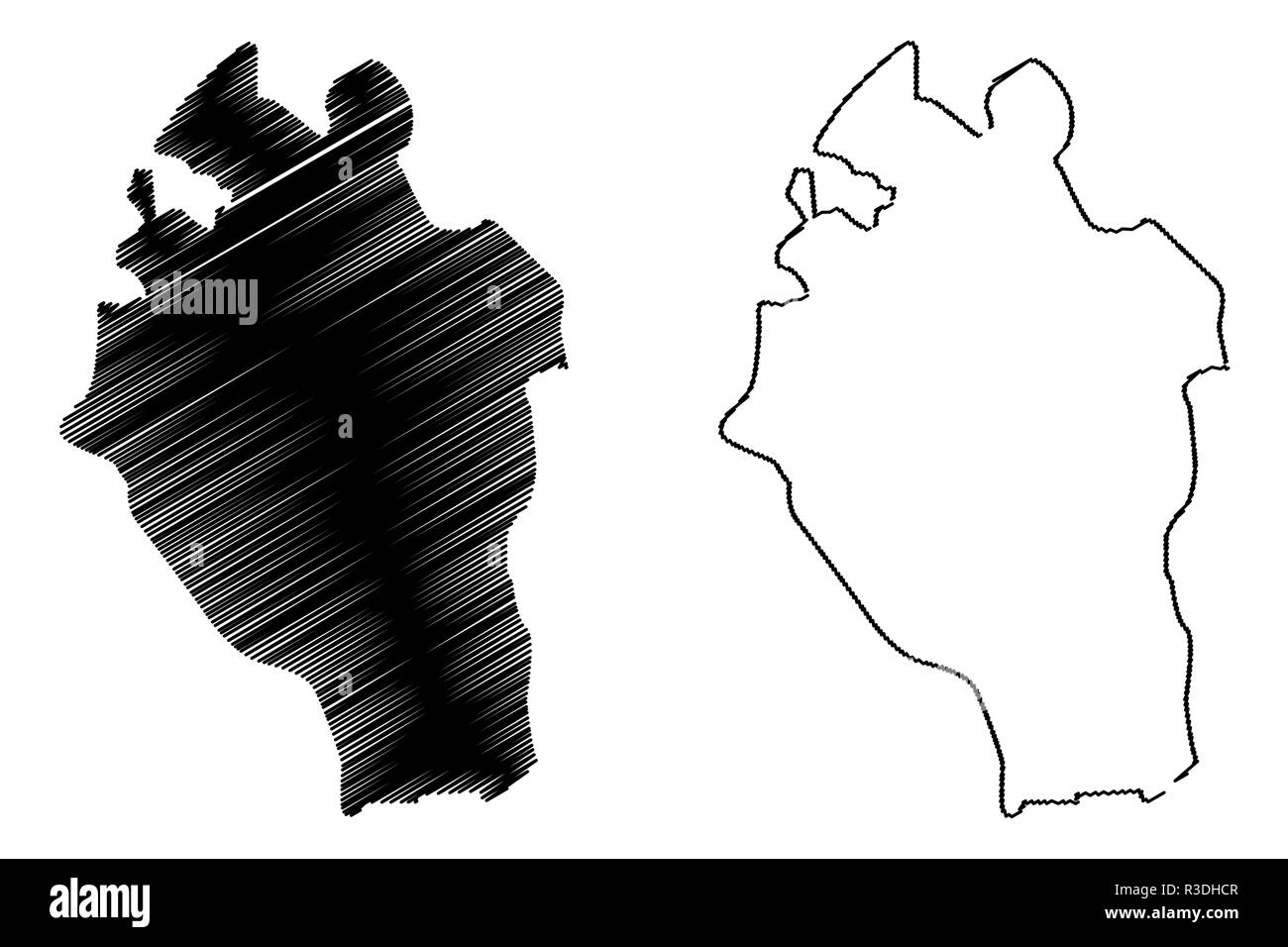 Isola di Kabaena (suddivisioni di Indonesia, Province di Indonesia) mappa illustrazione vettoriale, scribble schizzo Kabaena mappa Illustrazione Vettoriale