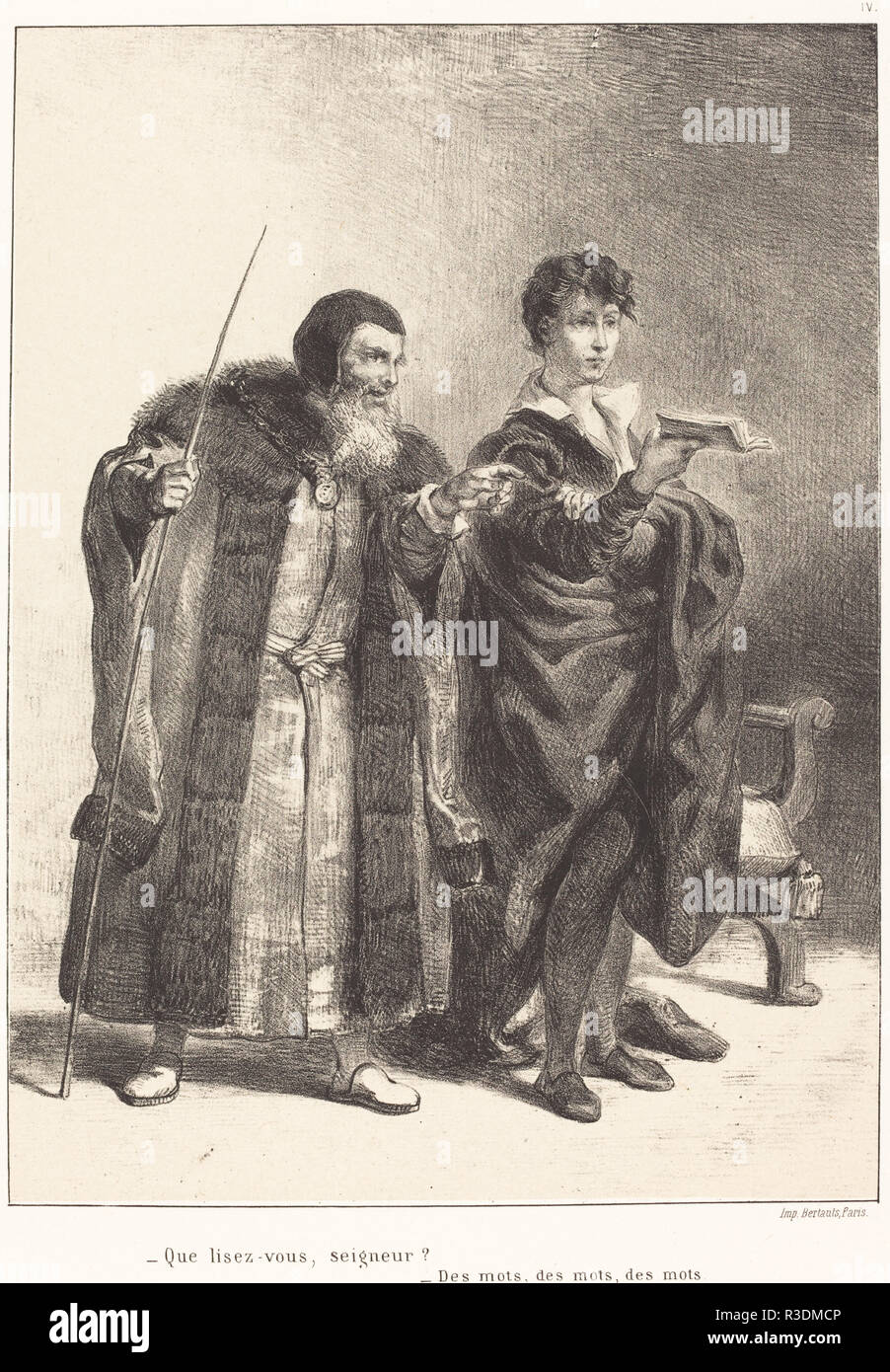 Polonius e frazione (atto II, scena II). Data: 1834/1843. Medium: litografia. Museo: National Gallery of Art di Washington DC. Autore: Eugene Delacroix. SHAKESPEARE, William. DELACROIX, Eugenio. Foto Stock