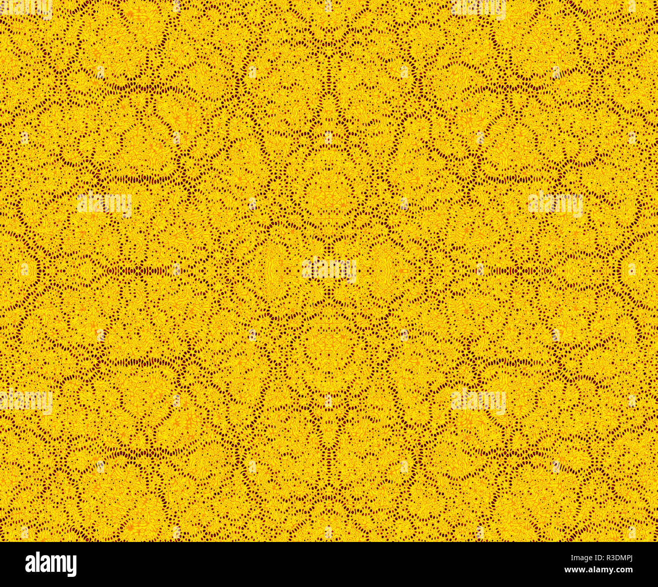 Abstract grafico su sfondo giallo Stella centrata del foro sagomato pattern Foto Stock