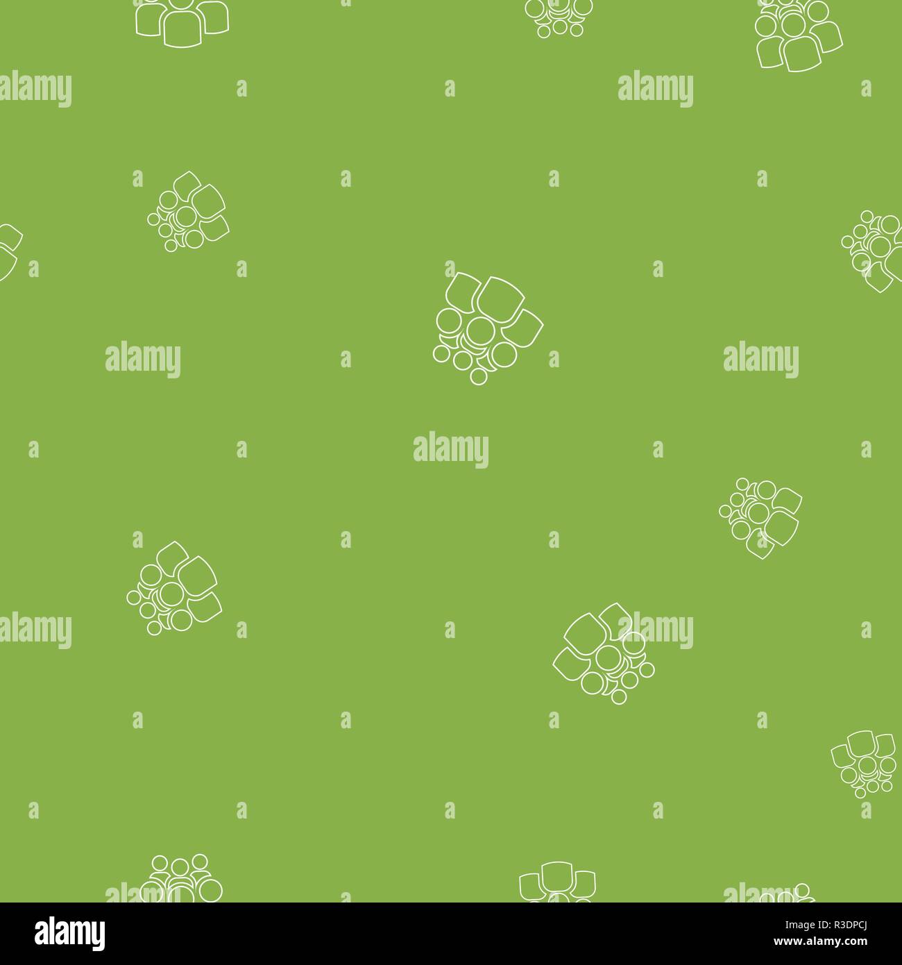 Icona di gruppo di sei persone seamless pattern. Semplice illustrazione vettoriale. Sfondo verde. Illustrazione Vettoriale