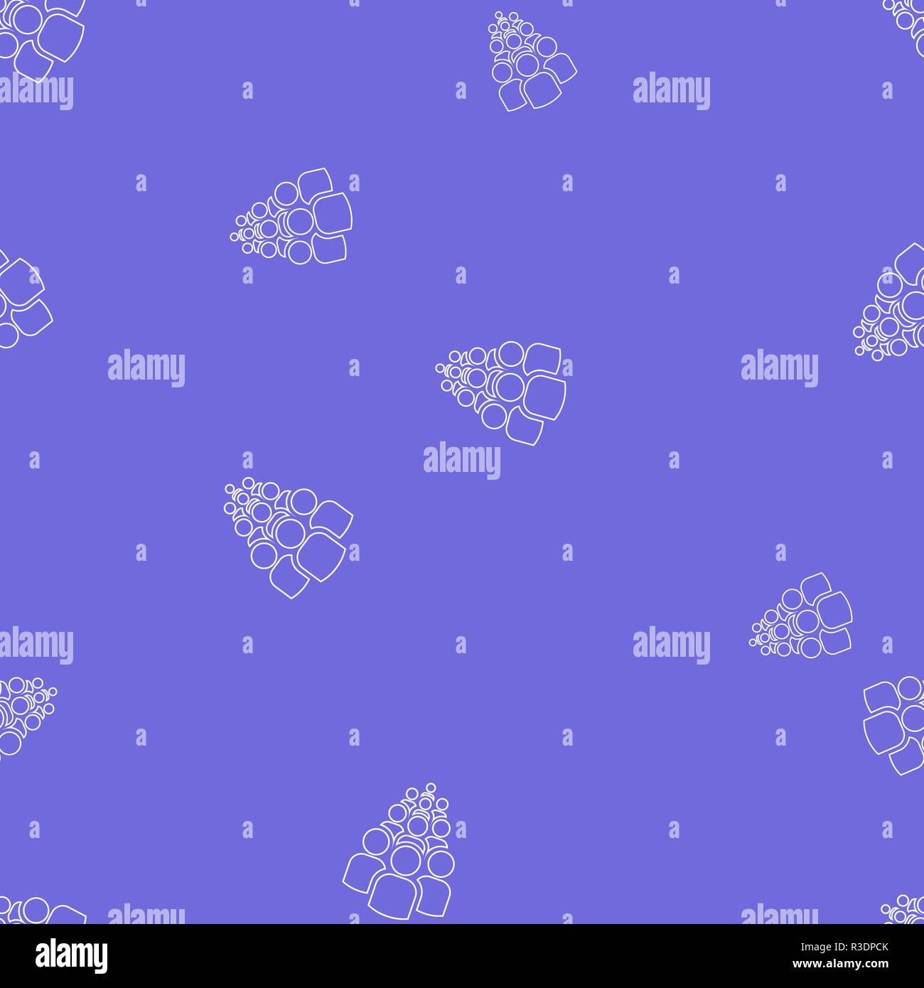 Icona di gruppo di dieci persone seamless pattern. Semplice illustrazione vettoriale. Sfondo di colore viola. Illustrazione Vettoriale