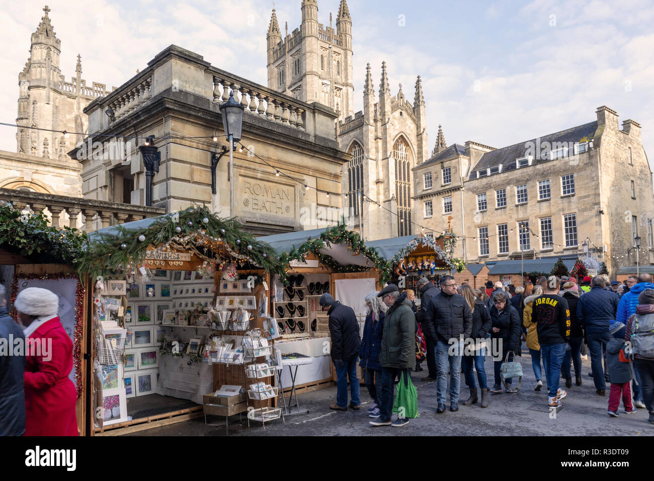 Bath Christmas Market, Bath, Somerset, Inghilterra, Regno Unito Foto Stock