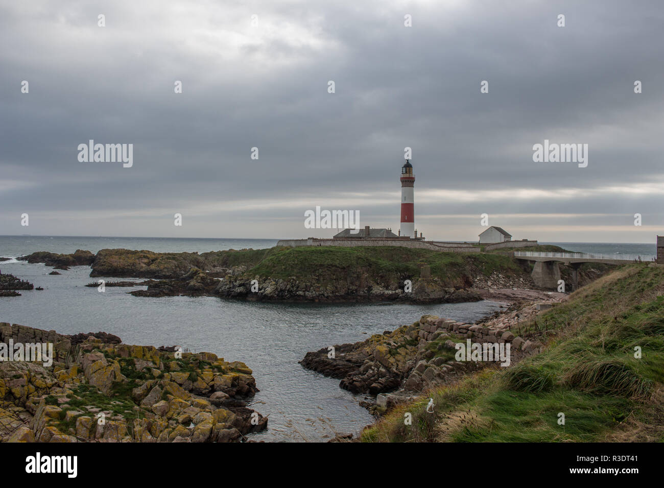 Buchan Ness faro, Boddam, Aberdeenshire, Scotland, Regno Unito Foto Stock