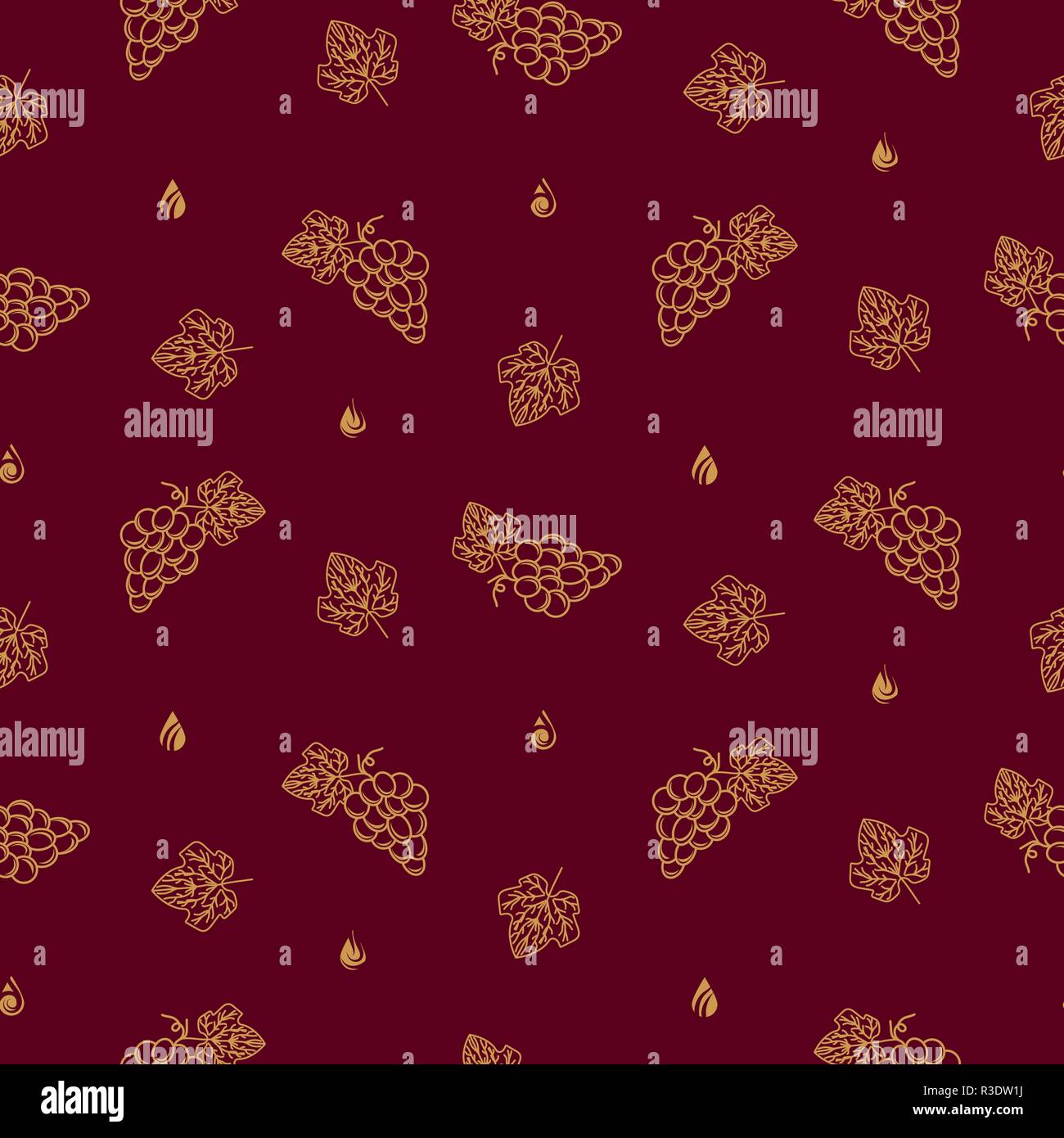 Vettore di cantina seamless pattern icone in stile lineare per etichetta del vino design. Illustrazione Vettoriale