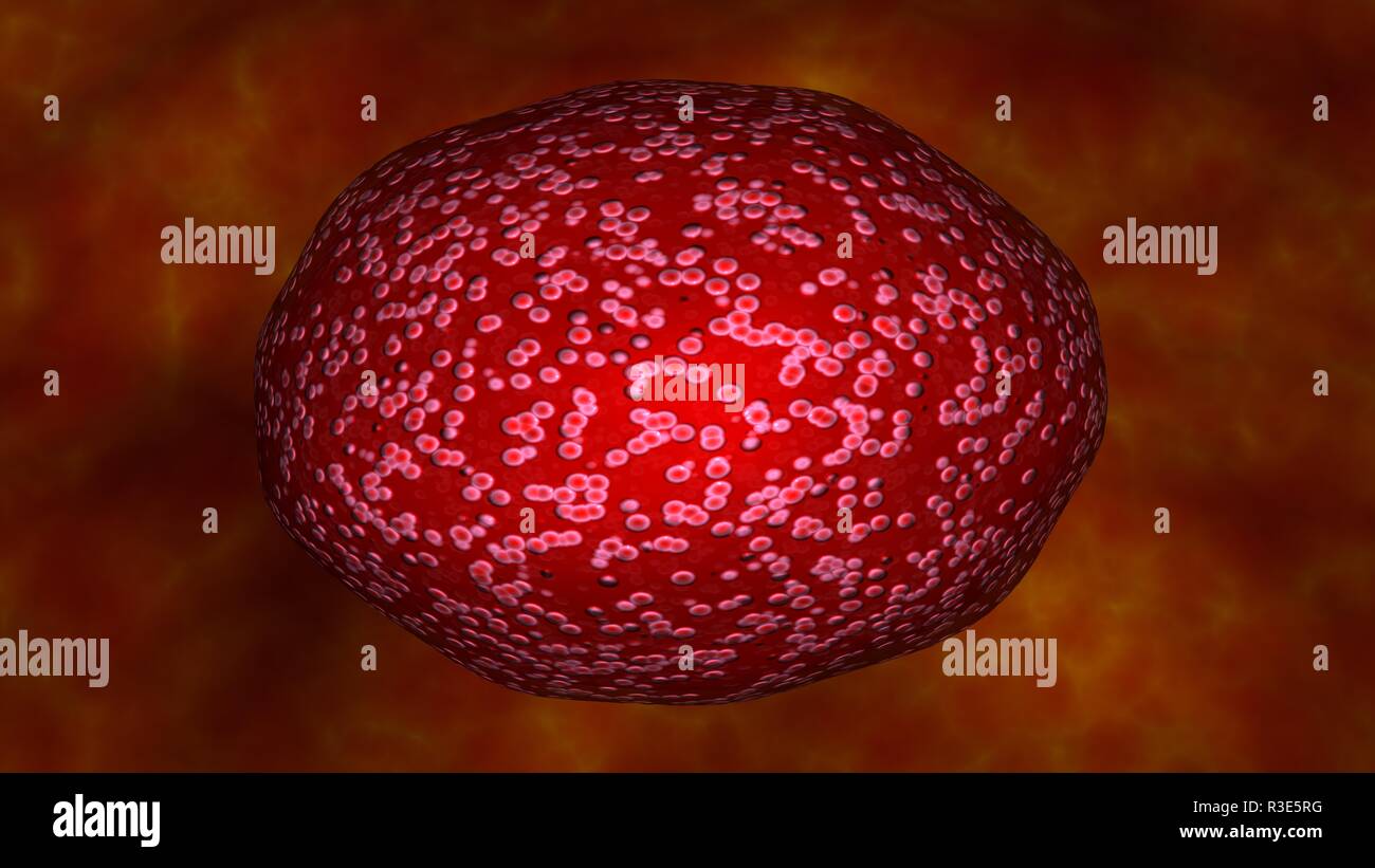 Virus incandescente, cellule, microbi . 3D render Foto Stock