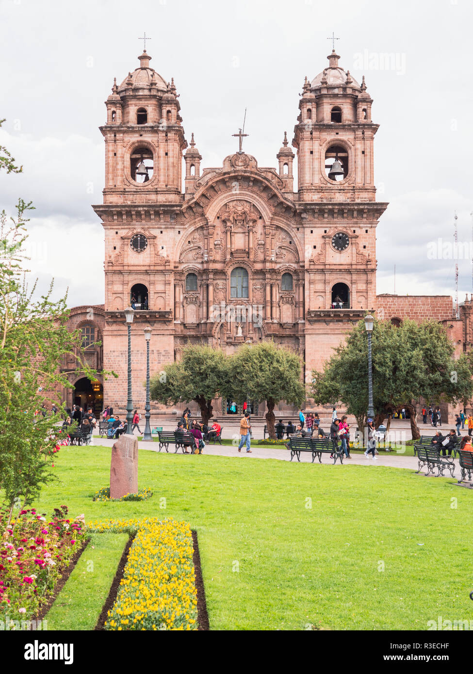 Cusco, Perù - Gennaio 2, 2017. Vista frontale della Compañía de Gesù chiesa in Plaza de Armas di Cusco Foto Stock