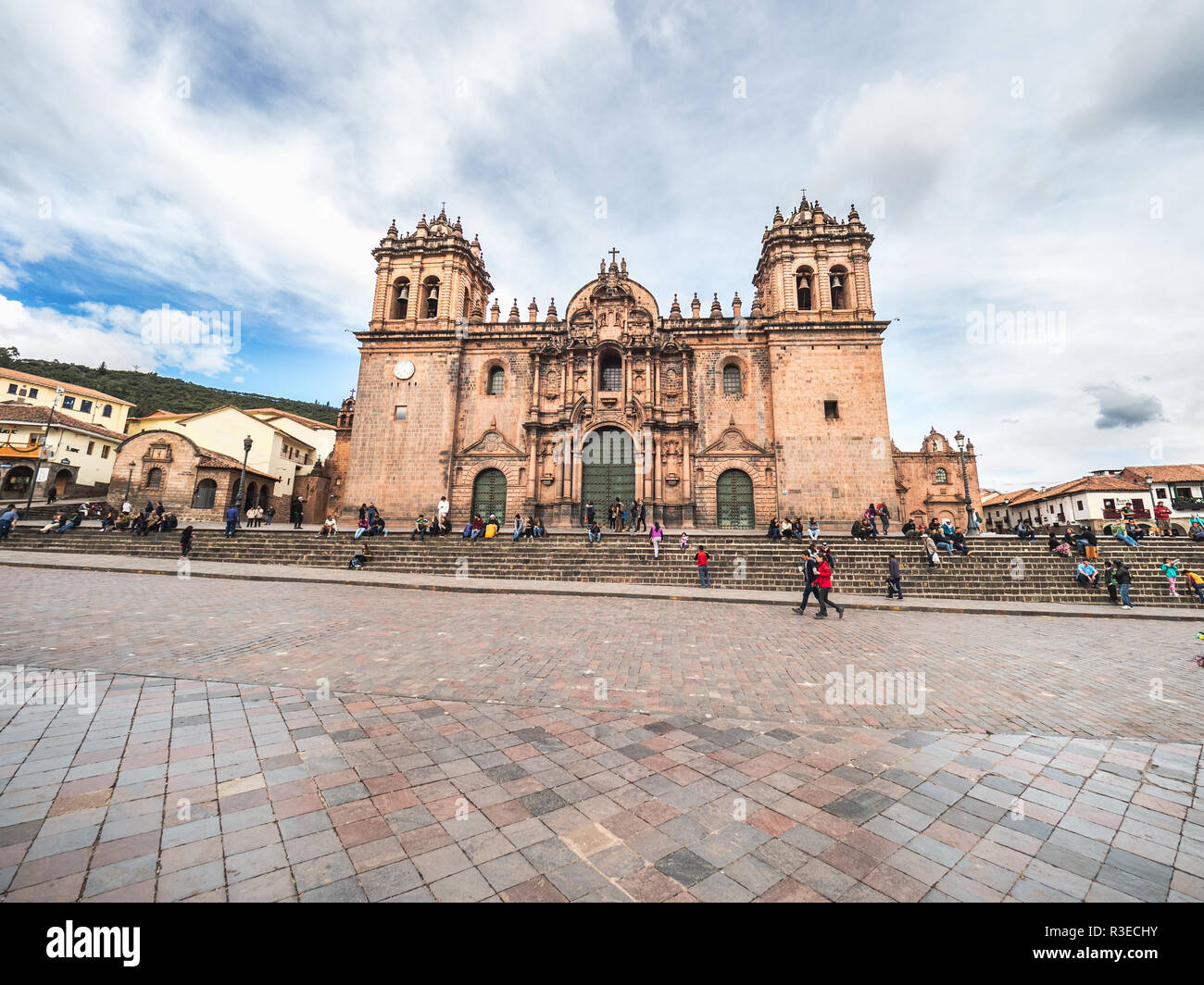 Cusco, Perù - Gennaio 2, 2017. Vista della cattedrale di Cusco in Plaza de Armas di Cusco Foto Stock