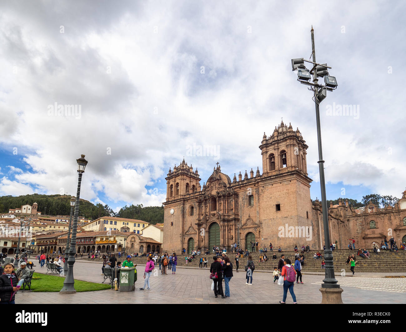 Cusco, Perù - Gennaio 2, 2017. Vista laterale del Cusco cattedrale in Plaza de Armas di Cusco Foto Stock