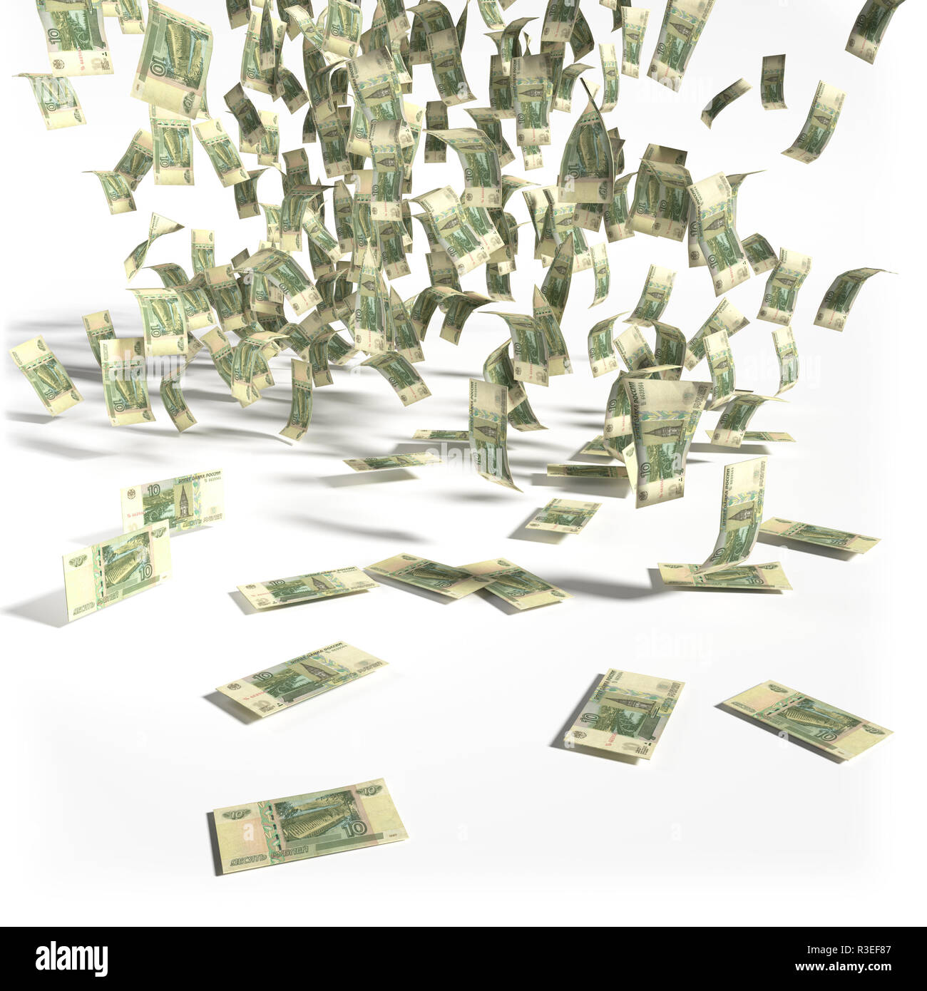 Spiccioli da 10 rubli fatture Foto Stock