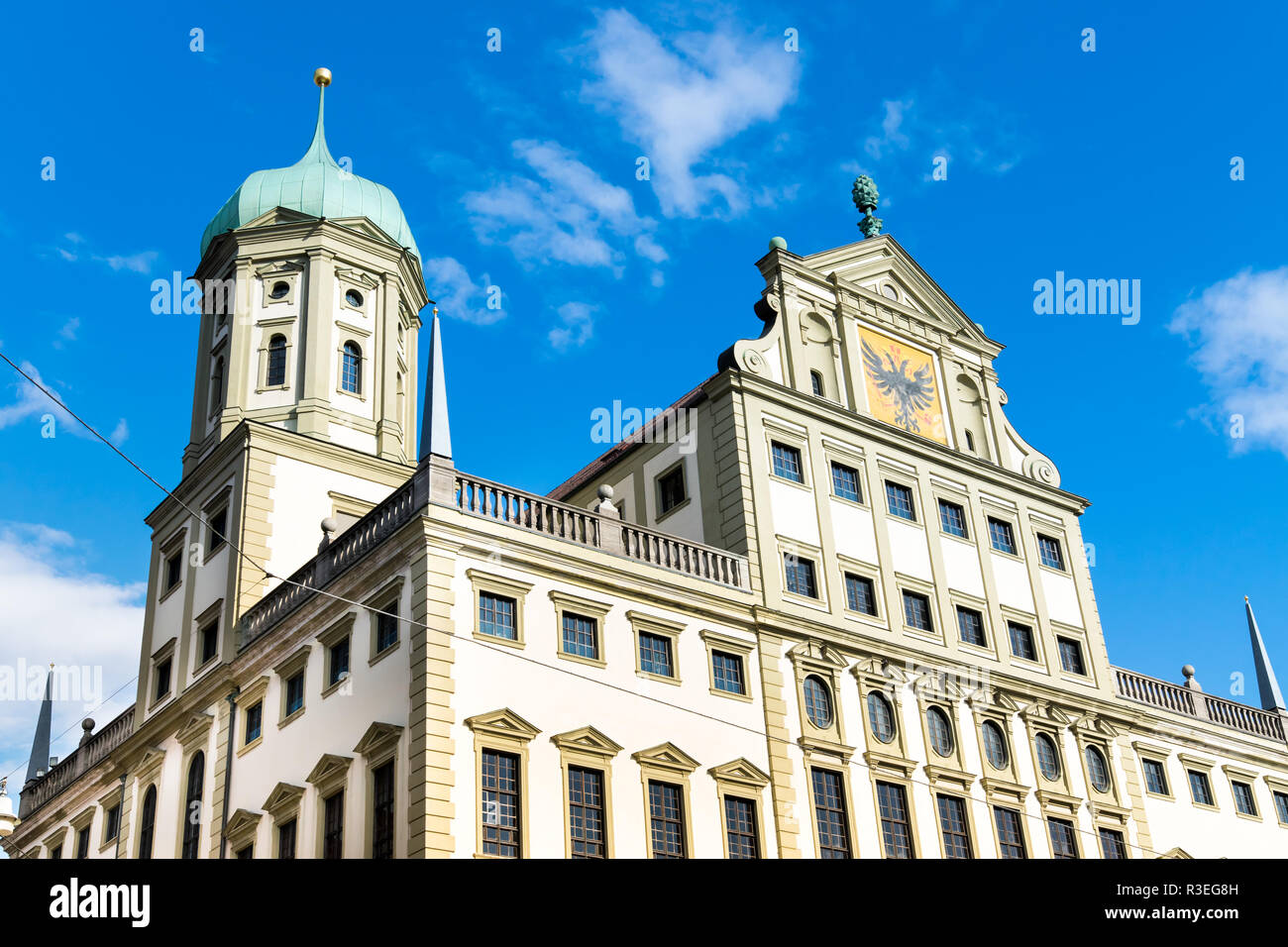 Augsburg municipio con perlachturm Foto Stock