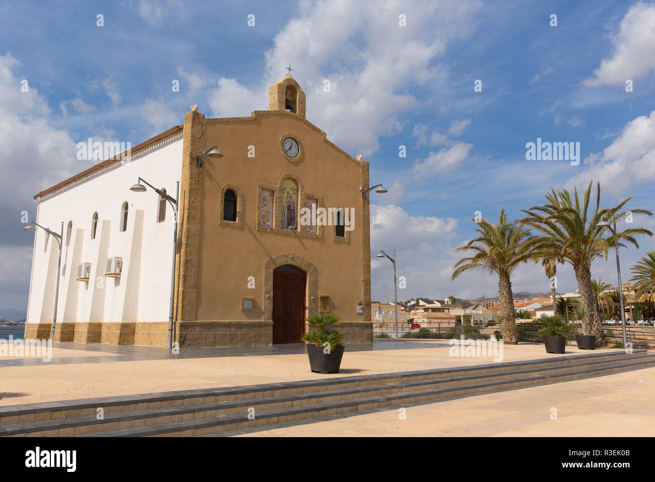 La Isla Plana Murcia Spagna Eremo di Nostra Signora del Carmen chiesa nel villaggio costiero situato tra Puerto de Mazarron e Cartagena Foto Stock