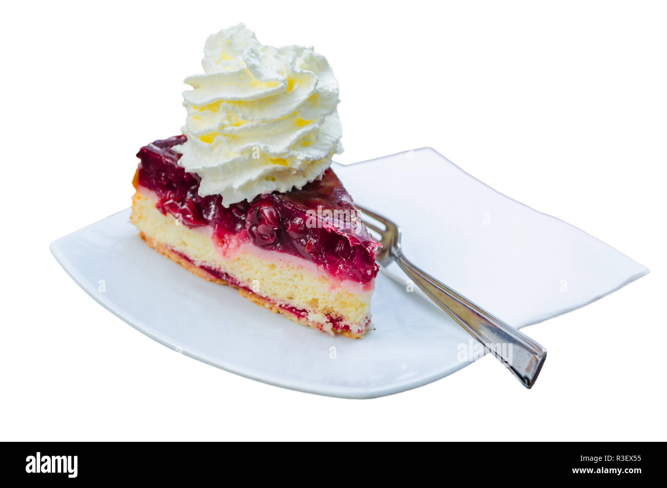 Torta di ciliegie con crema Foto Stock