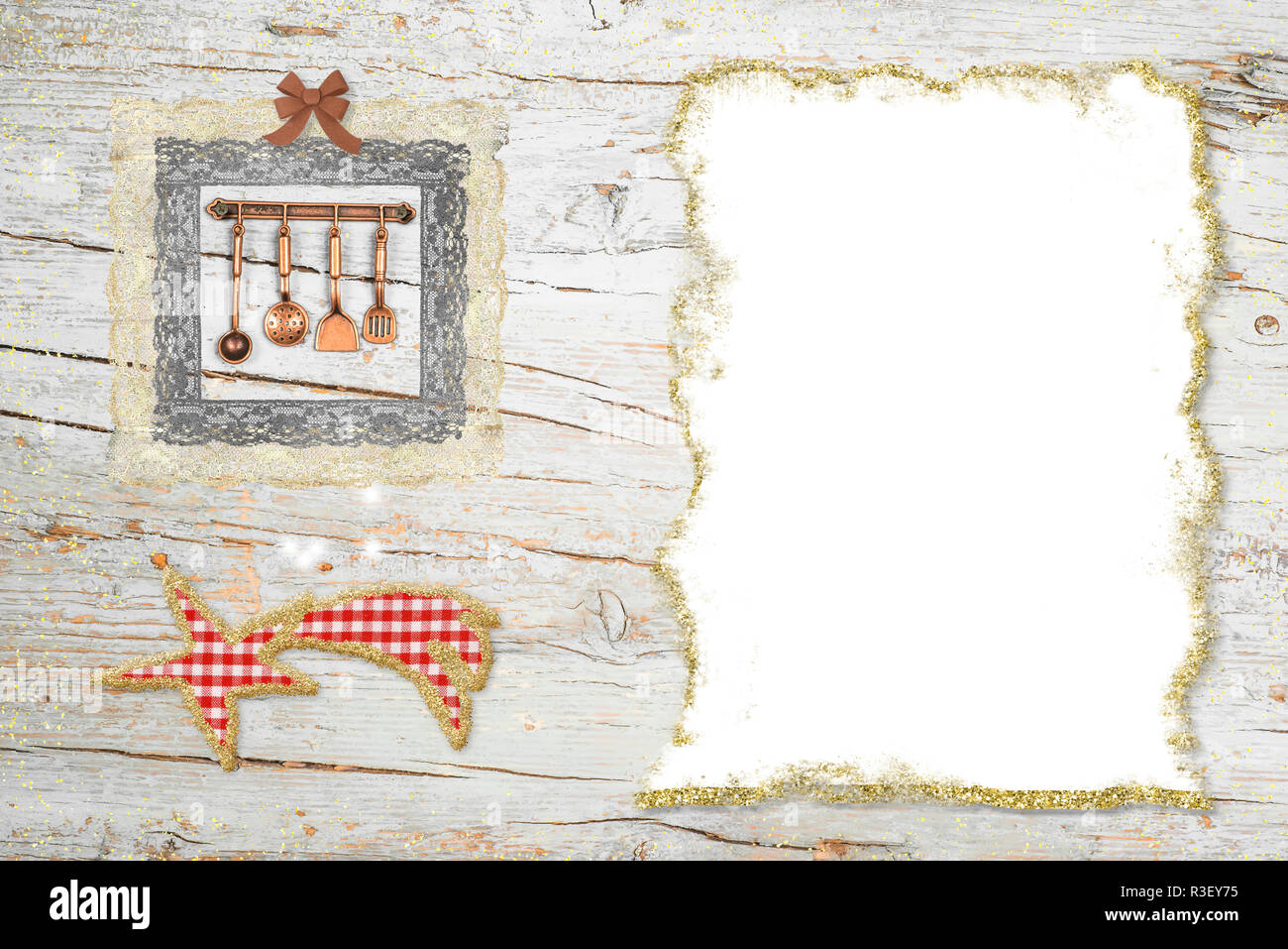 Menu Cena Di Natale.Cena Di Natale Sfondo Menu Stella Di Betlemme E Carino Utensili Da Cucina Con Una Carta Bianca Per Scrittura O Menu Ricette Foto Stock Alamy