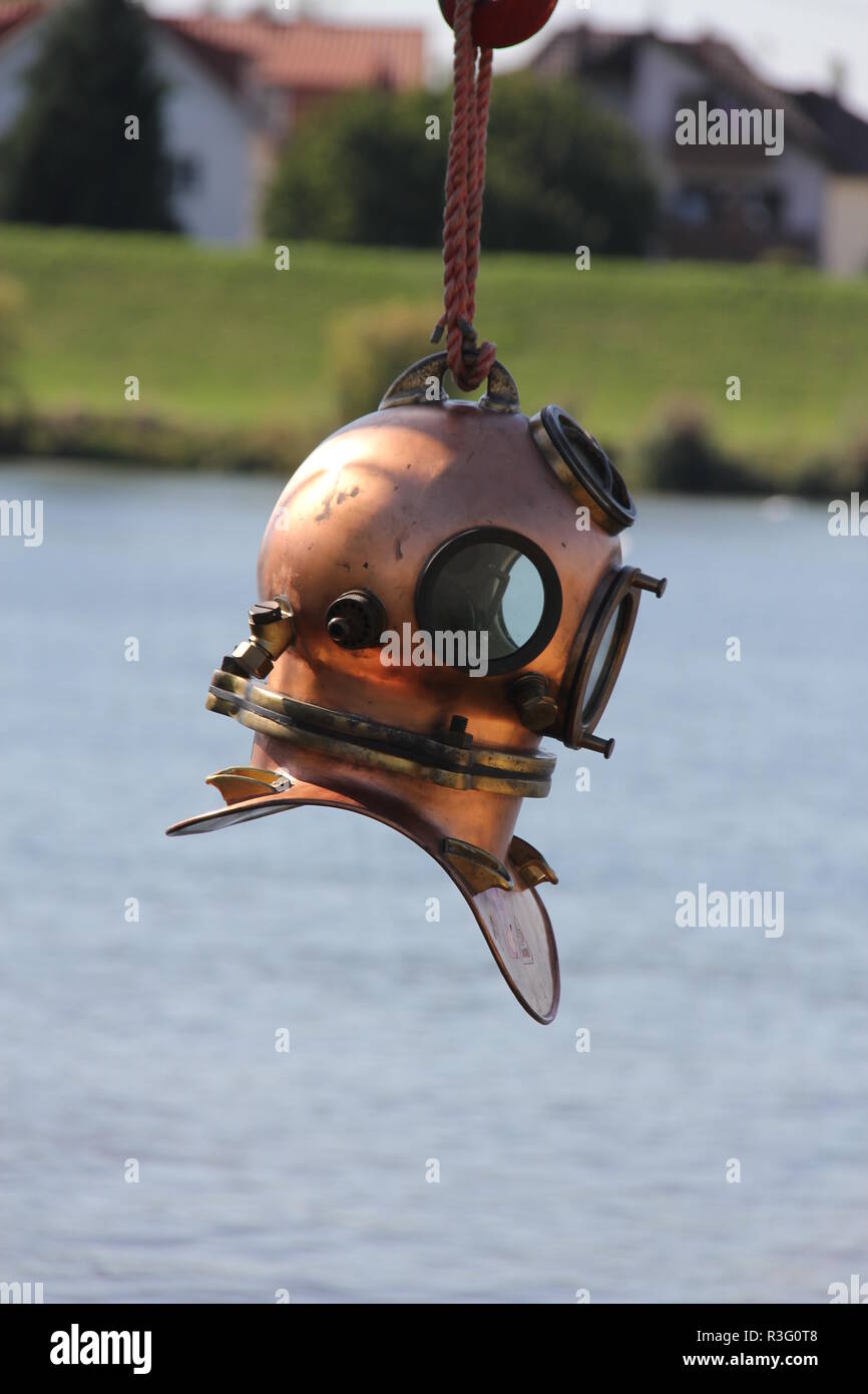 casco di immersione subacquea Foto Stock