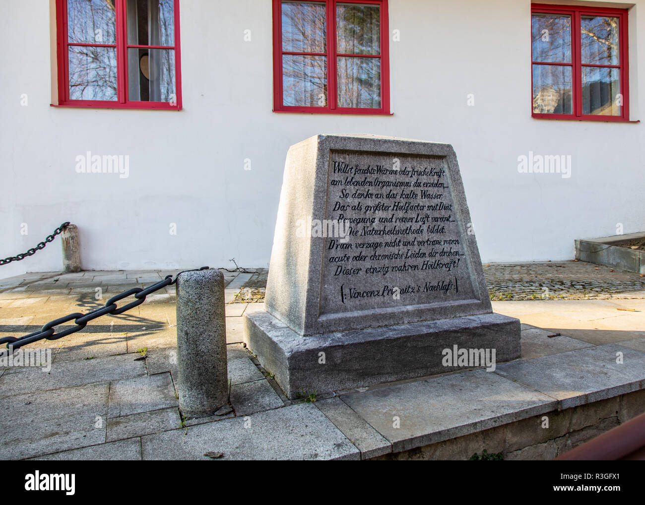 Priessnitzův rodný dům a muzeum, Lázně Jeseník, Jeseníky, Česká republika / Priessnitz casa natale e il museo città termale Jeseník, Jeseniky montagne, C Foto Stock