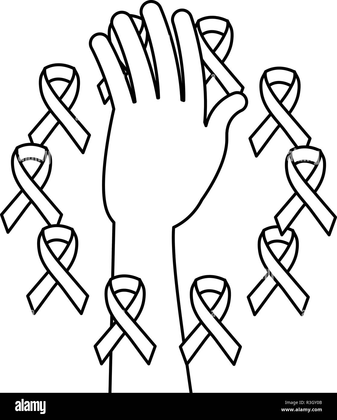 Nastri a mano movember campagna del cancro della prostata illustrazione vettoriale Illustrazione Vettoriale