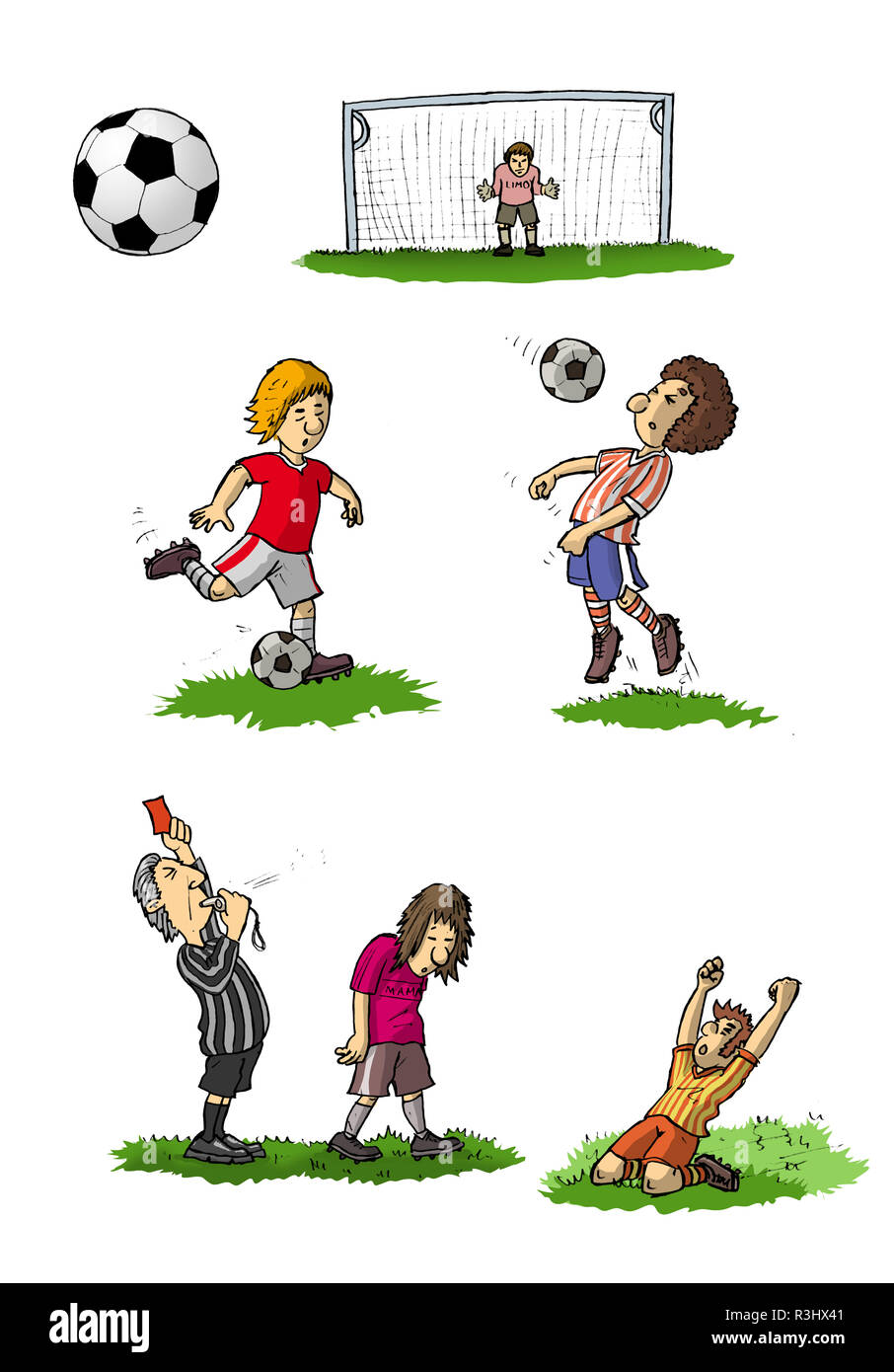 I bambini al gioco del calcio, illustrazione Foto Stock