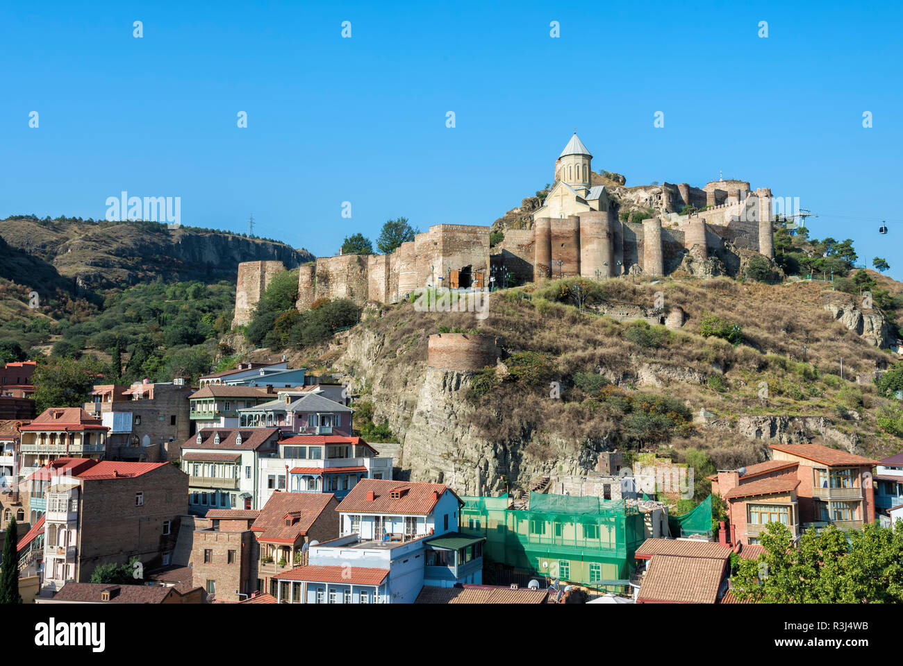 Di Narikala di fortezza e la chiesa di San Nicola, Tbilisi, Georgia Foto Stock