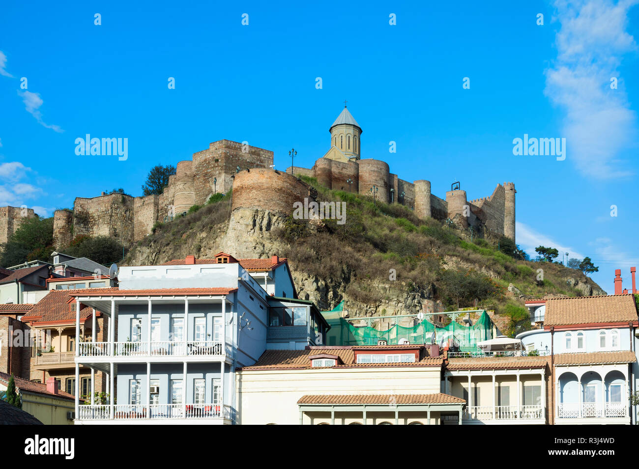Di Narikala di fortezza e la chiesa di San Nicola, Tbilisi, Georgia Foto Stock