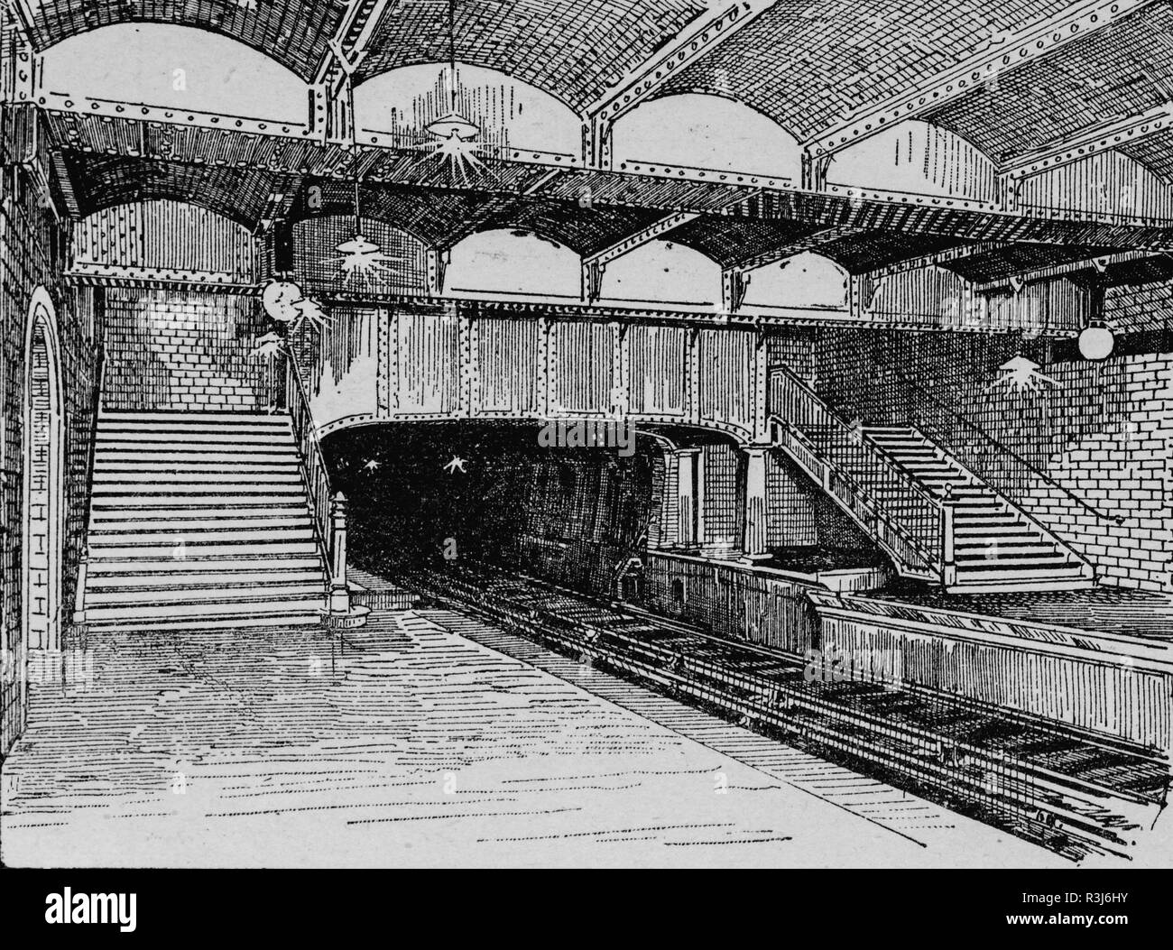 Palais Royal la stazione della metropolitana di Parigi, settimanale francese quotidiano l'illustrazione, 14 Luglio 1900 Foto Stock