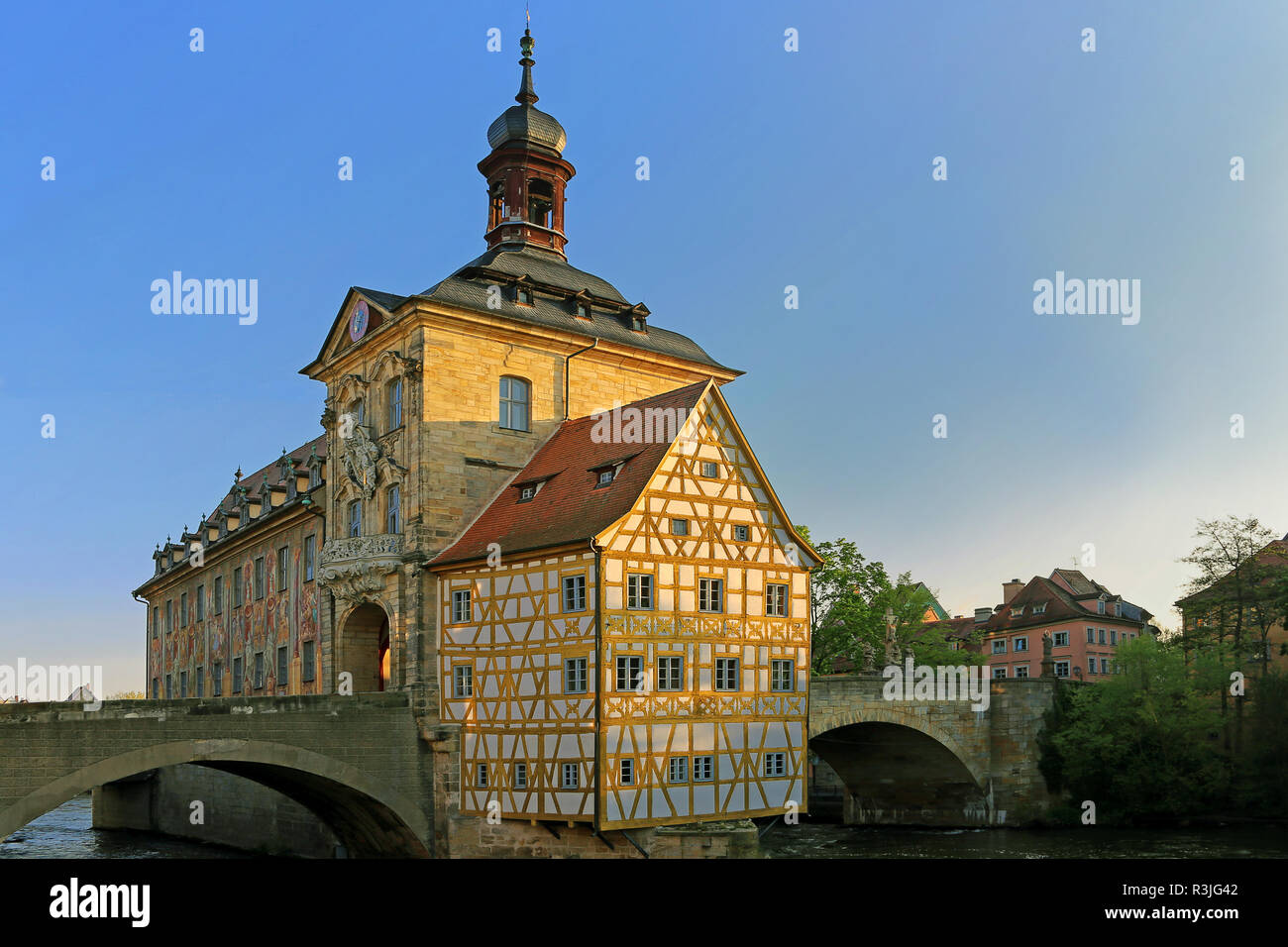 Il municipio storico di Bamberg con rottmeisterhaus Foto Stock