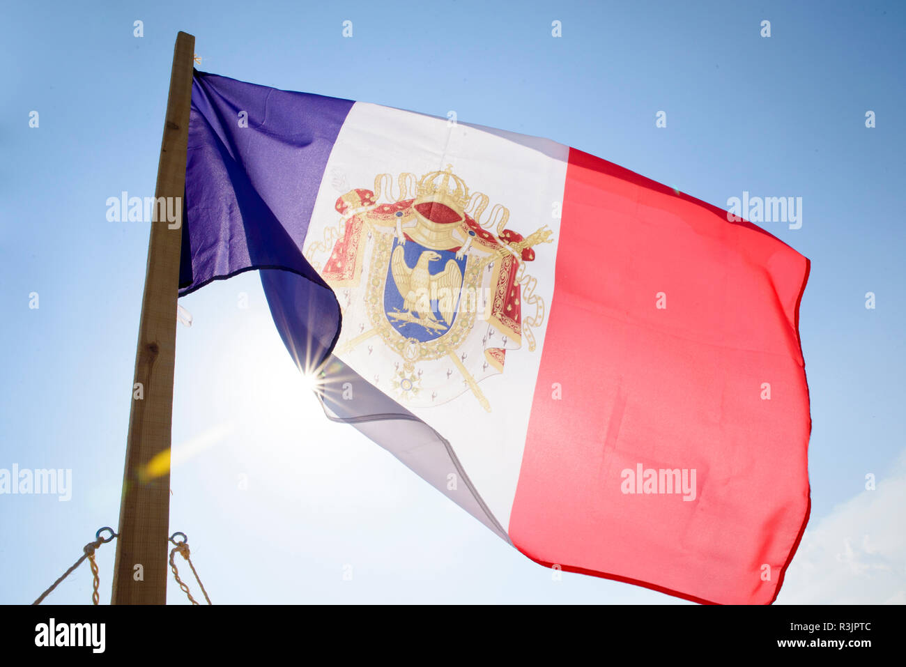 Vecchia bandiera francese Foto Stock