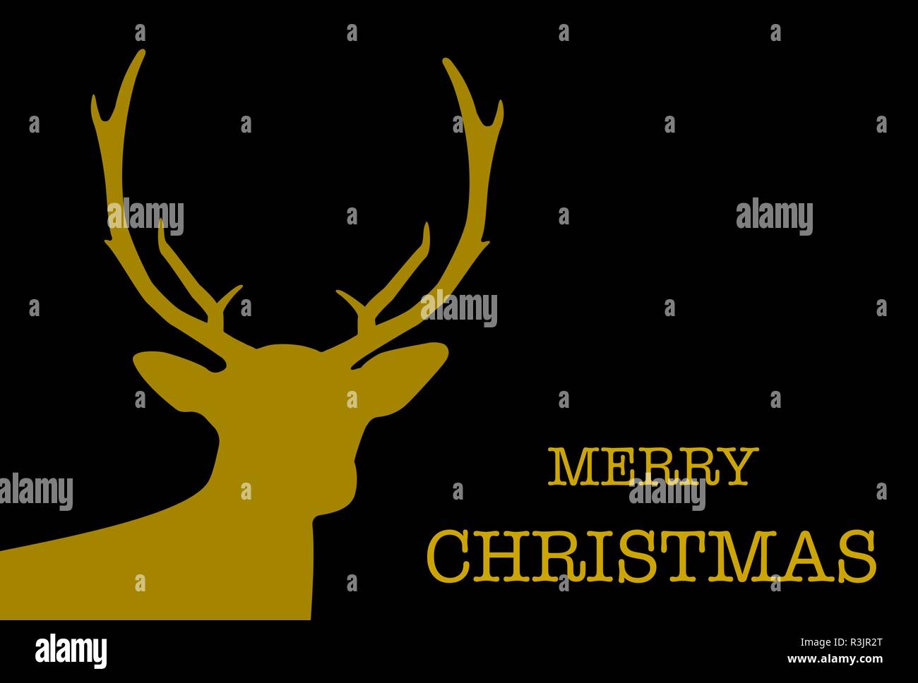 Semplice saluto di Natale carta con silhouette di renne e parole Buon Natale Illustrazione Vettoriale