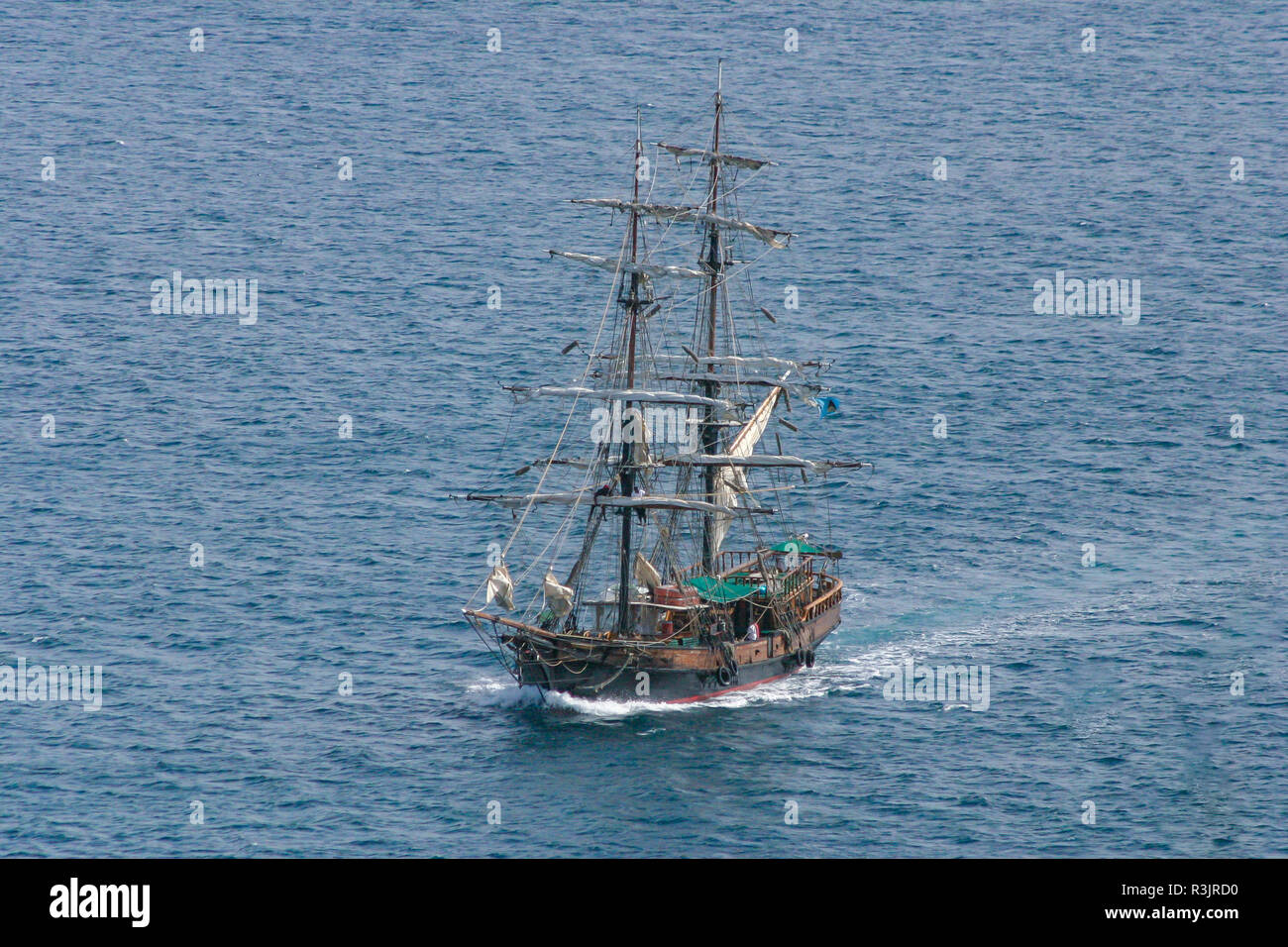 Brig Unicorn nave turistica in Rodney Bay, St Lucia. Questa nave si presentava come il Henrietta in La maledizione della perla nera Foto Stock