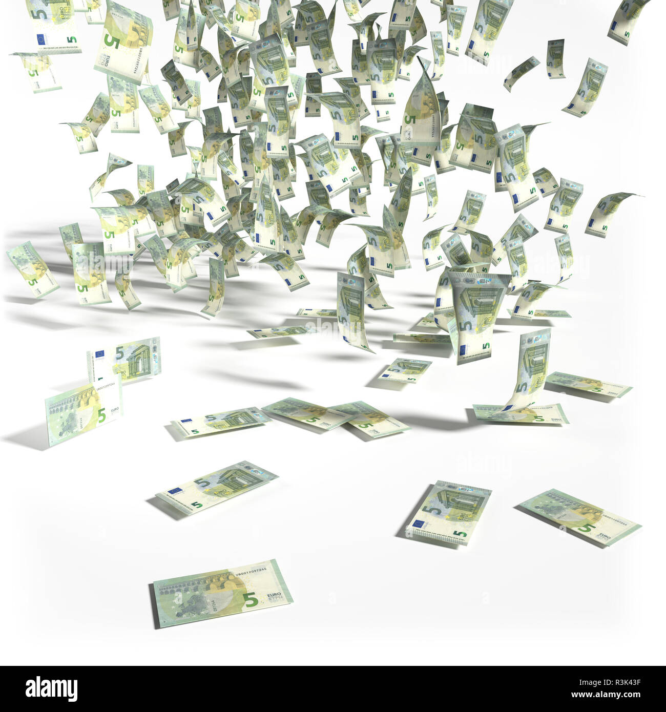 Spiccioli da 5 le banconote in euro Foto Stock