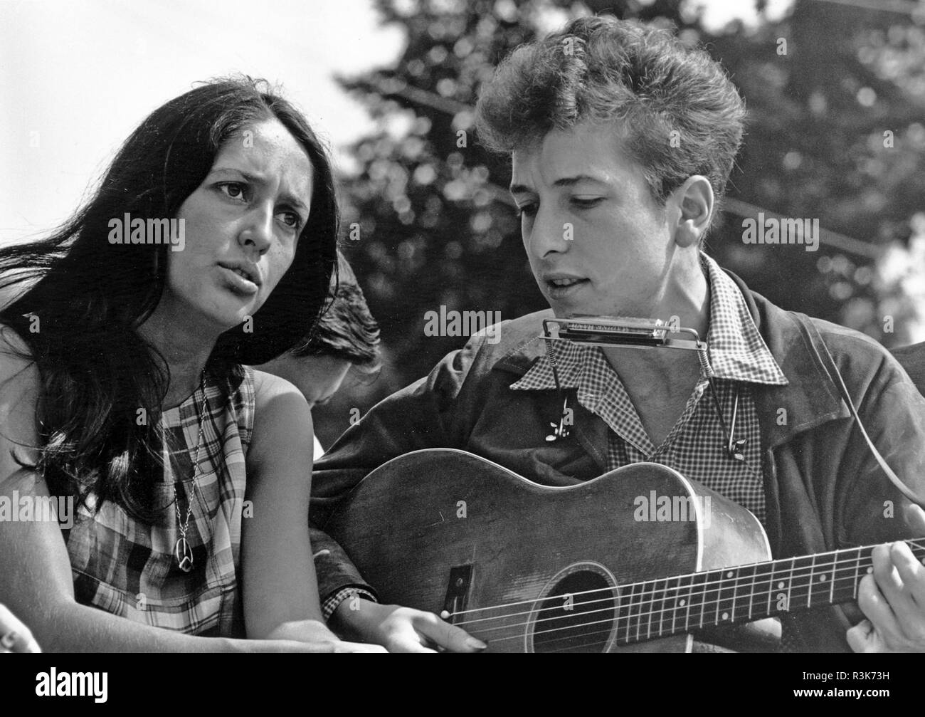 Di Joan Baez e Bob Dylan a marzo su Washington per i posti di lavoro e la libertà, 28 Agosto,1963 Foto Stock