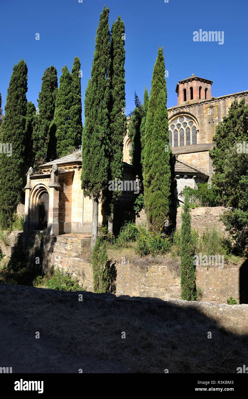 Narbonne (sud della Francia): Abbazia di Fontfroide, edificio registrati come una pietra miliare storica nazionale francese ('Monument HistoriqueÓ) Foto Stock