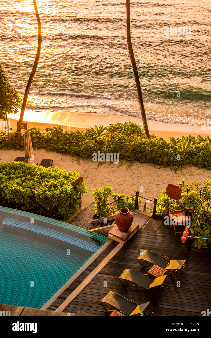 Hilton Doubletree Resort e Spa, Mahe, Repubblica delle Seicelle, Oceano Indiano. Foto Stock