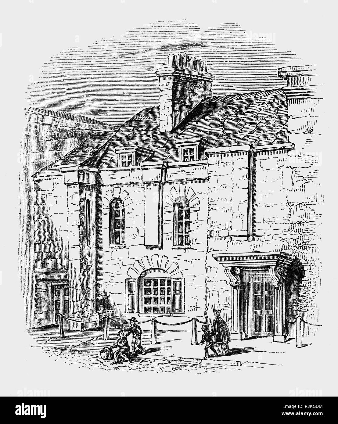 The Greyhound Pub di Portsmouth, dove George Villiers, primo duca di Buckingham,(1592-1628), inglese cortigiano, più è stato ha pugnalato a morte, il 23 agosto 1628. L'assassino era Giovanni Felton, un esercito ufficiale che erano stati feriti nella precedente avventura militare e ha creduto che fosse stato superato per la promozione da Buckingham. Egli era un preferito e possibilmente amante del re Giacomo I d'Inghilterra. Egli è rimasto all'altezza del royal favorduring il regno di Re Carlo I fino a quando morì. Foto Stock