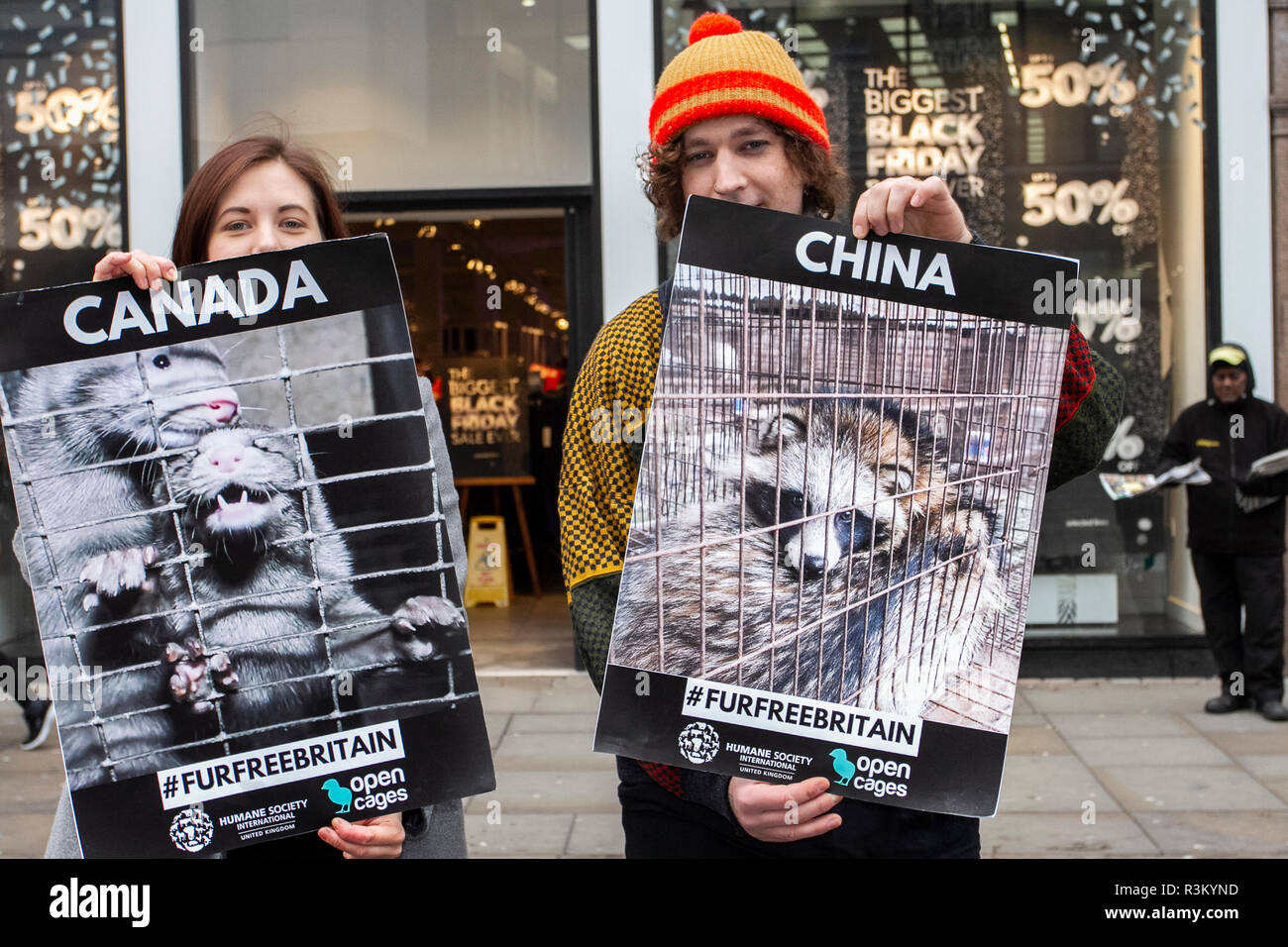 Il WWF ha minacciato animali a rischio di estinzione, Fur Free Britain Fund for Nature. Manchester, Regno Unito. 23 novembre 2018. Foto Stock