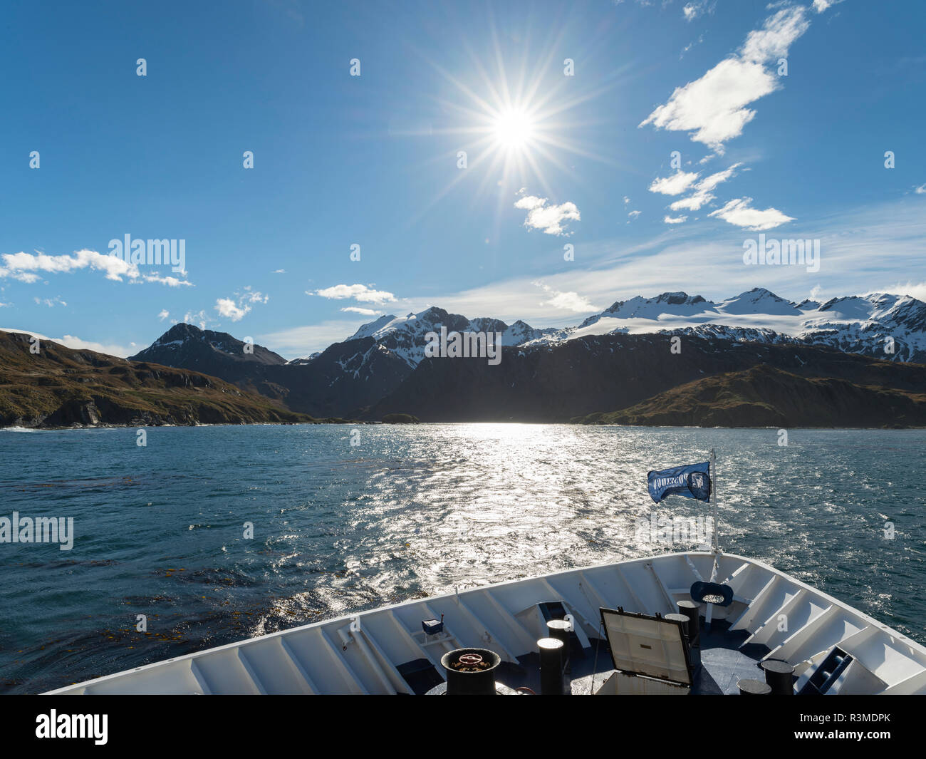 Ocean Harbour un salvataggio di ancoraggio sulla Isola Georgia del Sud (solo uso editoriale) Foto Stock