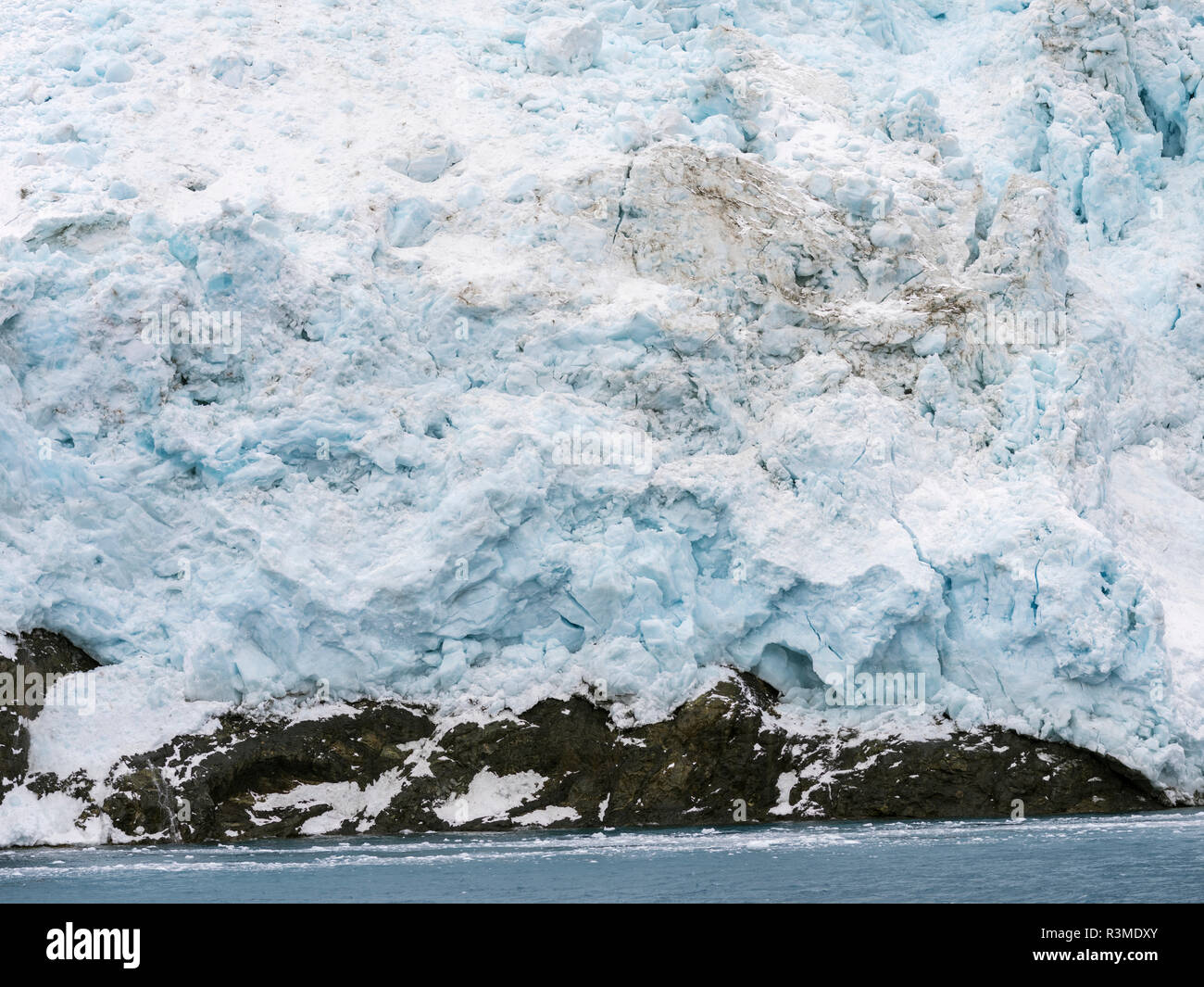 Ghiacciai del fiordo Drygalski all'estremità meridionale dell'Isola Georgia del Sud Foto Stock