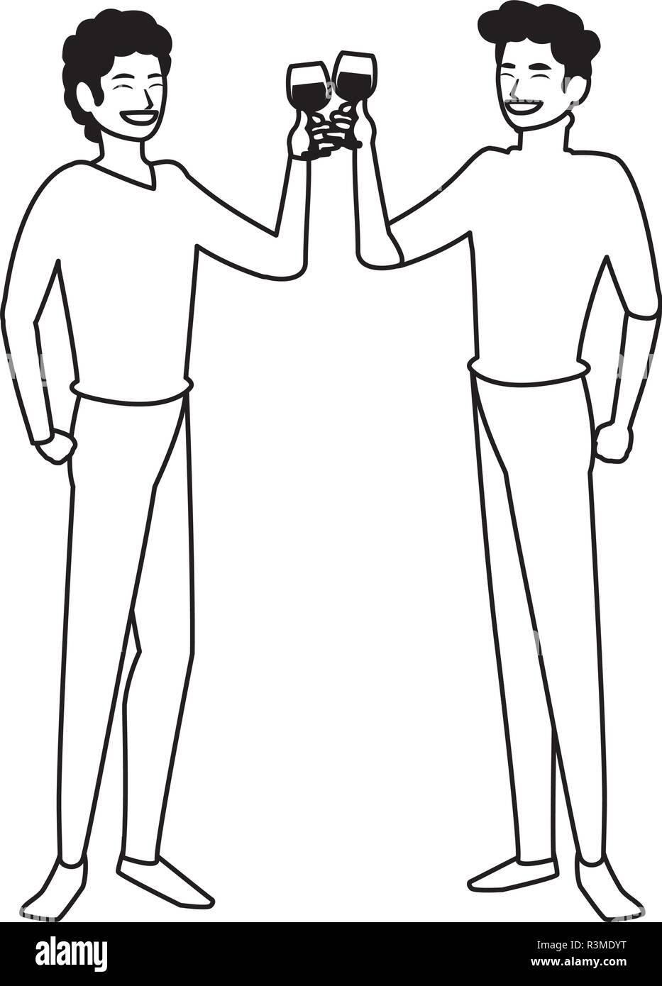 Cartoon felici uomini su sfondo bianco, illustrazione vettoriale Illustrazione Vettoriale