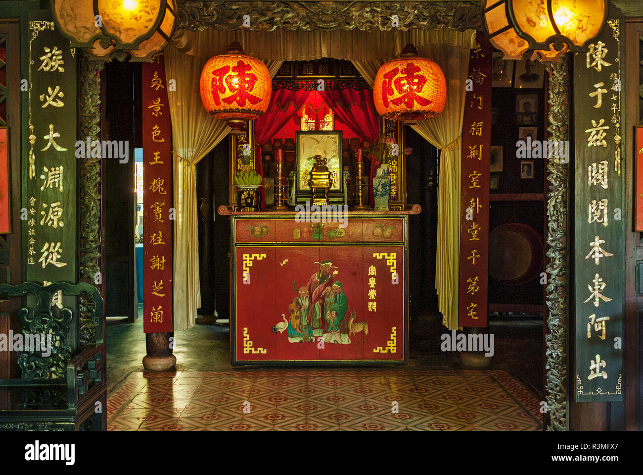 Tran la cappella di famiglia è un posto per tutti i membri della famiglia del Tran clan per adorare i loro antenati in Hoi An Vietnam Foto Stock