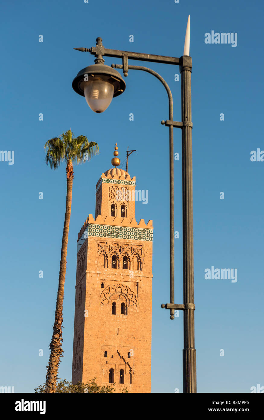 Minareto della Moschea di Koutoubia, Marrakech (Marrakech), Marocco Foto Stock