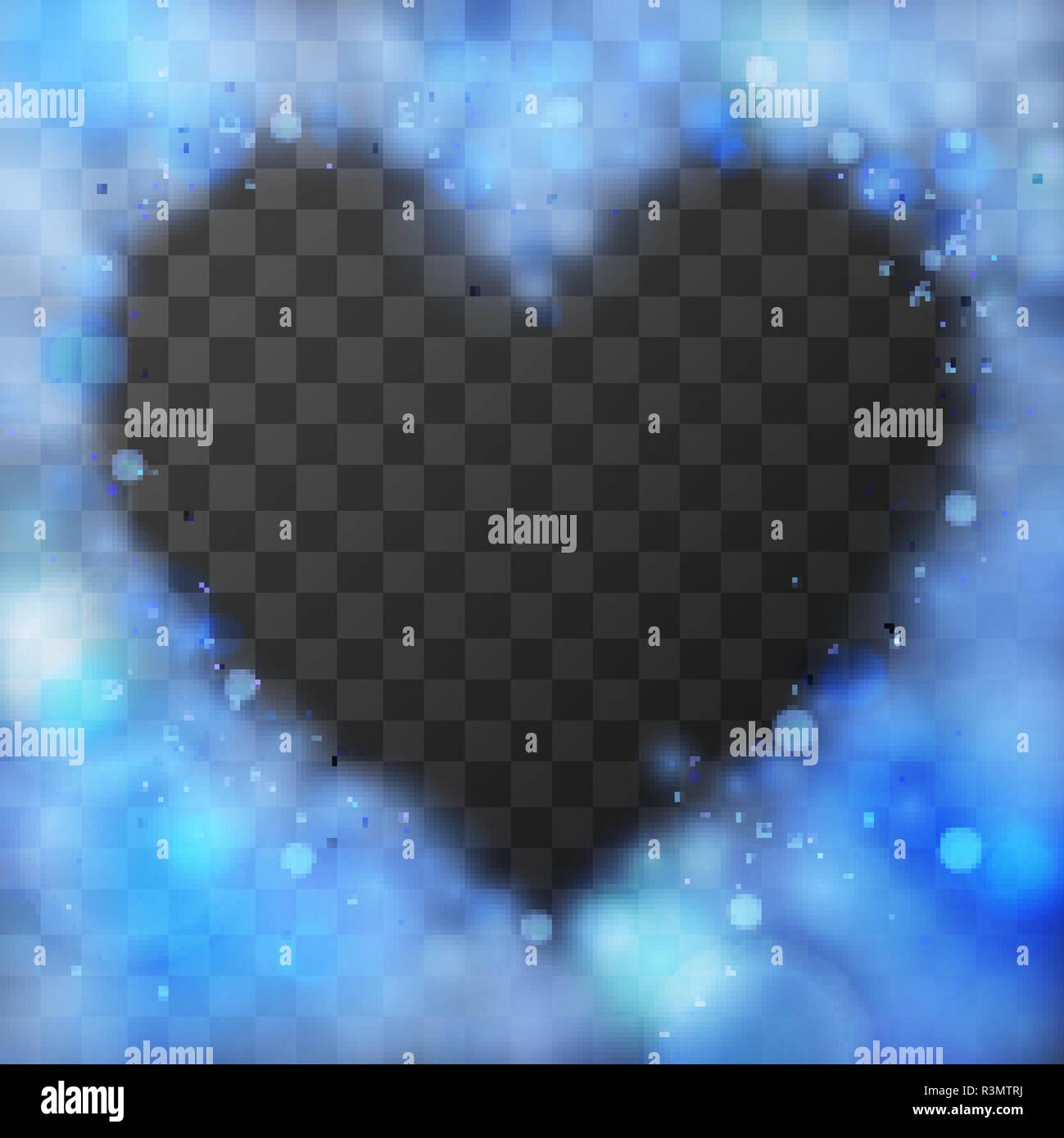 Bel telaio realizzato da blue bokeh con brilla in forma di cuore Illustrazione Vettoriale